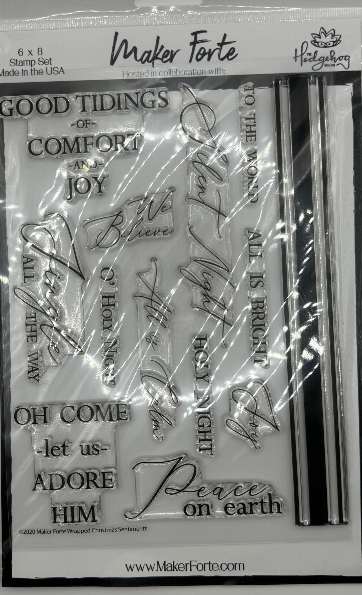 Wrapped Christmas Sentiments Photopolymer Stamp Set 6x8 | Elegant Holiday Greeting Stamps