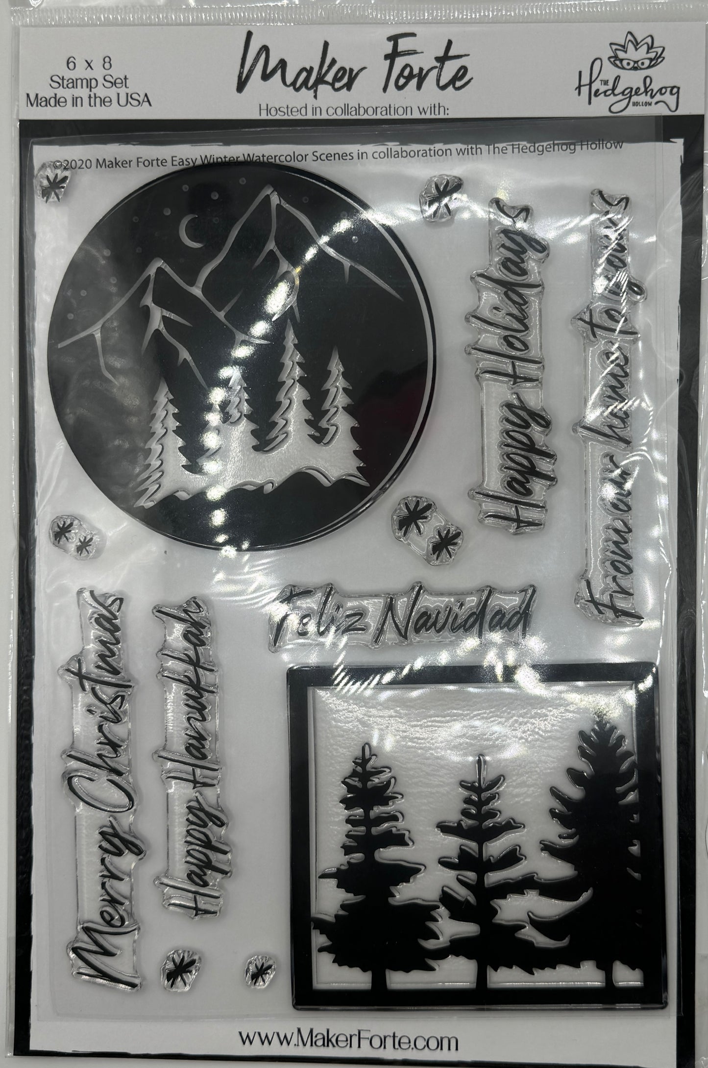 Easy Winter Watercolor Scenes Photopolymer Stamp Set 6x8 | Winter Landscape Card Making Stamps