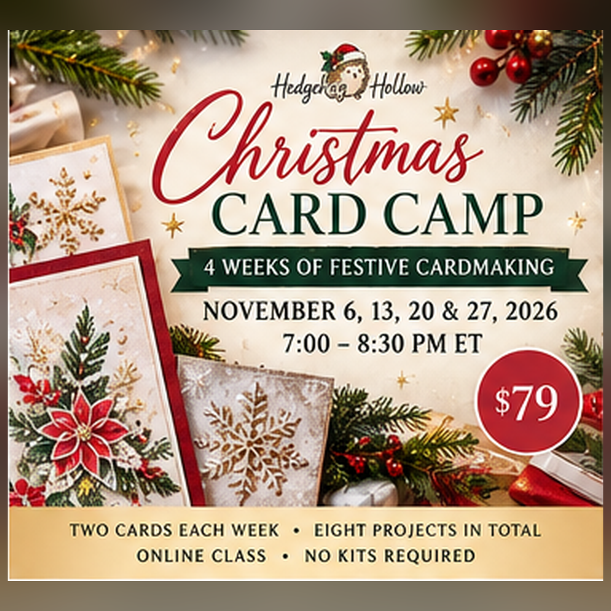 Christmas Card Camp 2026 – Four Weeks of Festive Cardmaking — Hedgehog Hollow supplied Christmas artwork