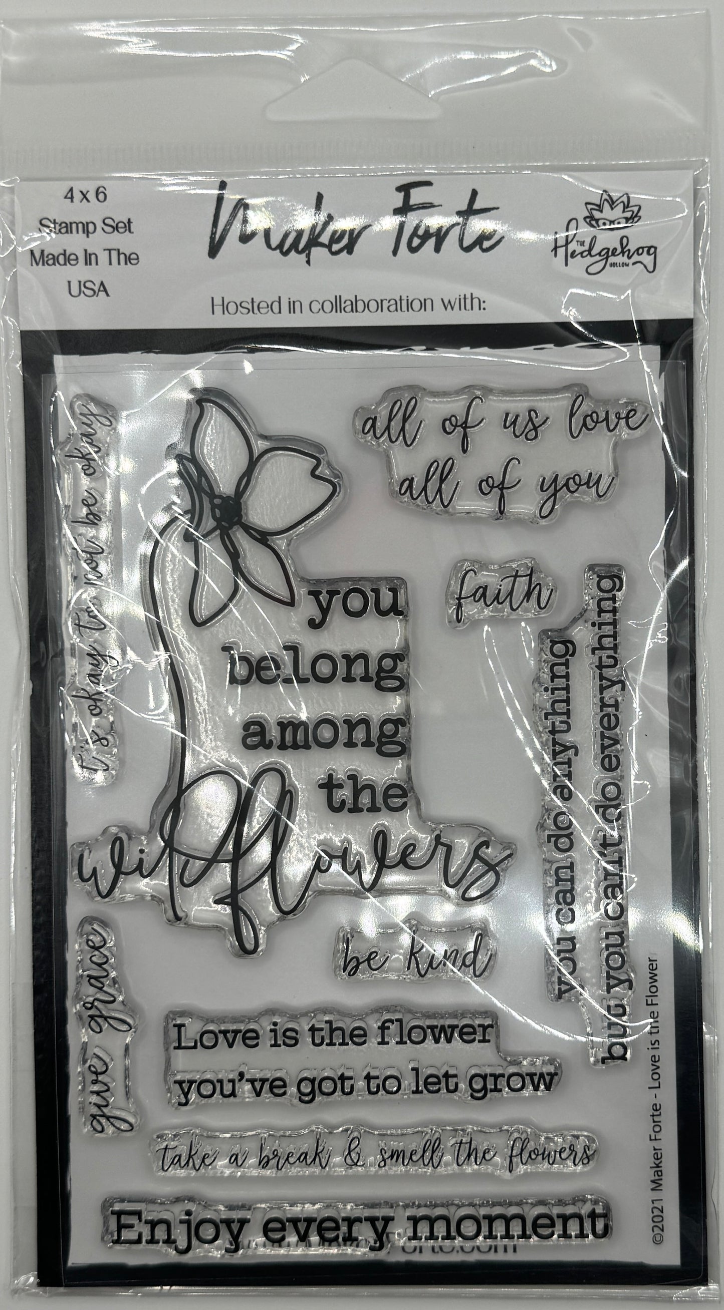 Love Is The Flower 4x6 Stamp Set | Inspirational Floral Sentiments | Encouragement & Faith Cardmaking | Made in USA