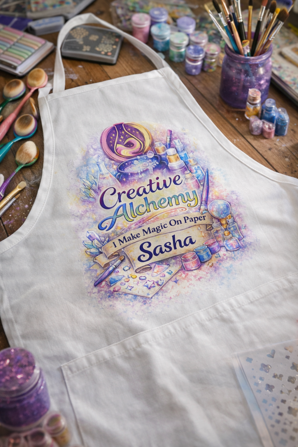 Creative Alchemy Custom Craft Apron – “I Make Magic on Paper”