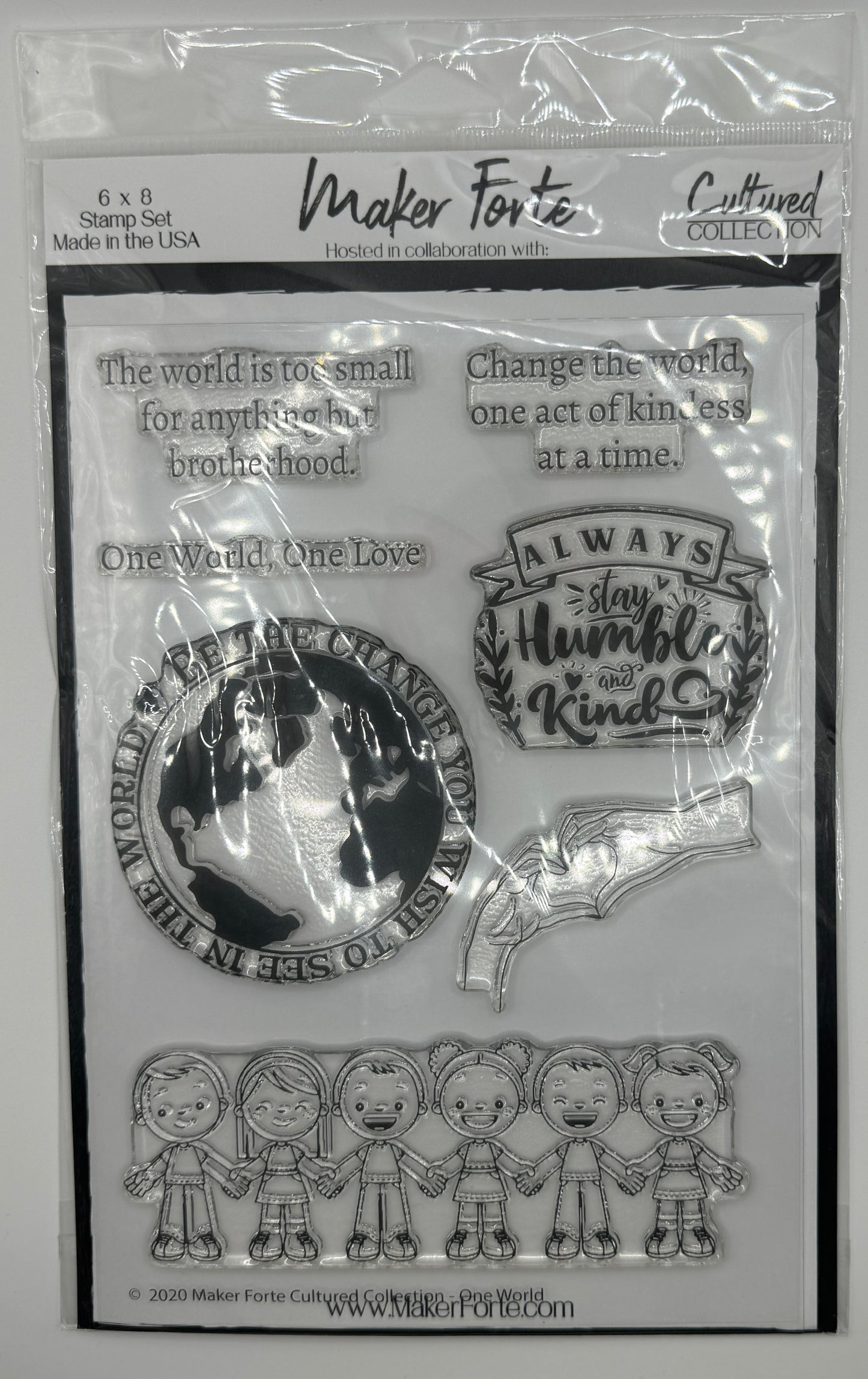 One World 6x8 Stamp Set | Unity, Kindness & Inclusion Stamps | Cultured Collection | Made in USA