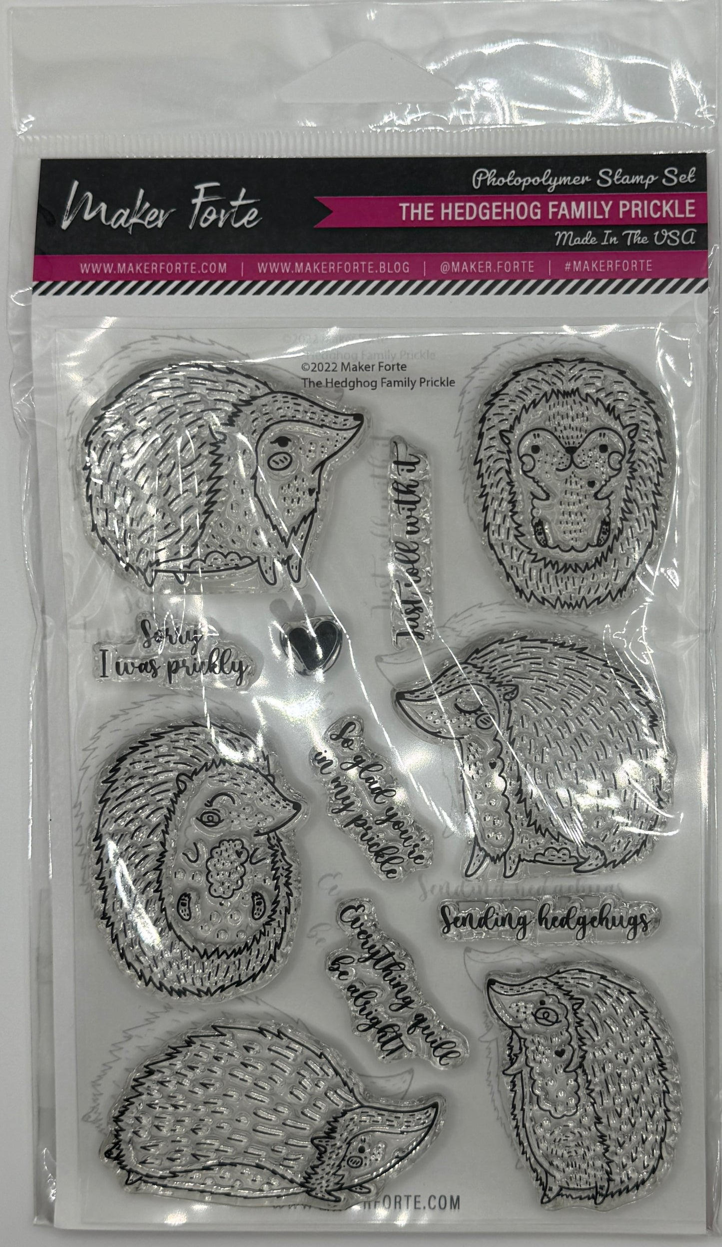 The Hedgehog Family Prickle 4x6 Stamp Set | Cute Hedgehog Stamps & Pun Sentiments | Made in USA