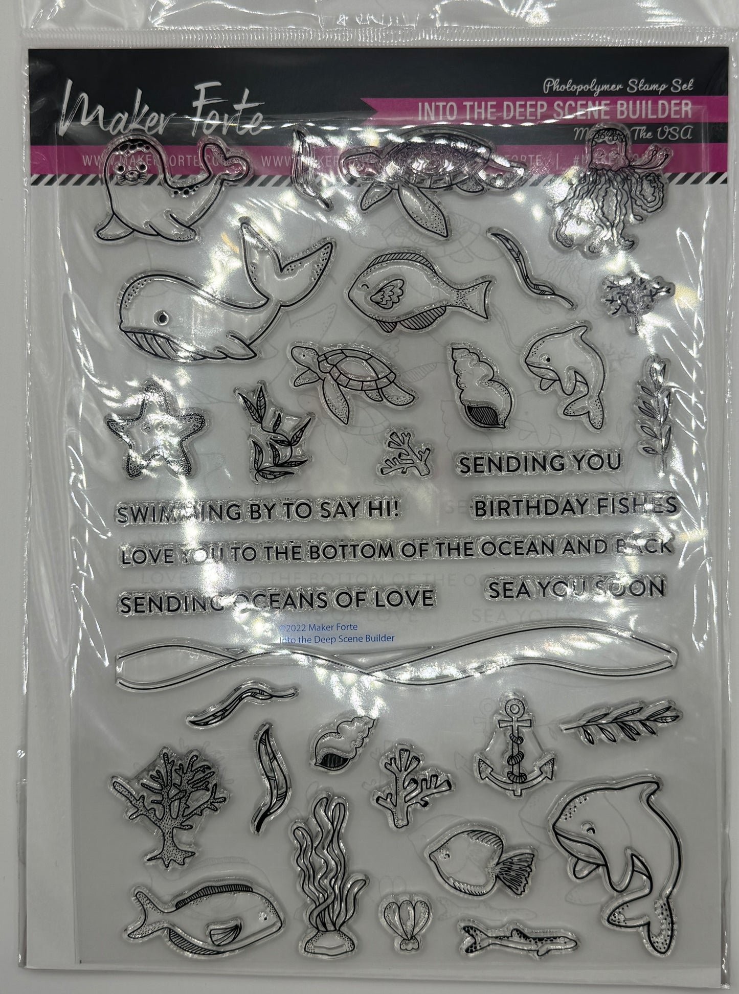 Into the Deep Scene Builder Photopolymer Stamp Set 6x8 | Ocean & Underwater Card Making Stamps