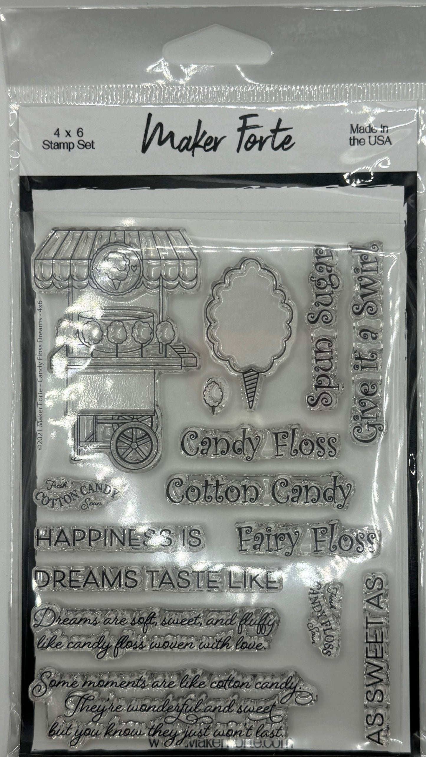 Candy Floss Dreams 4x6 Clear Photopolymer Stamp Set – Cotton Candy, Fairy Floss & Sweet Sentiments for Card Making & Scrapbooking