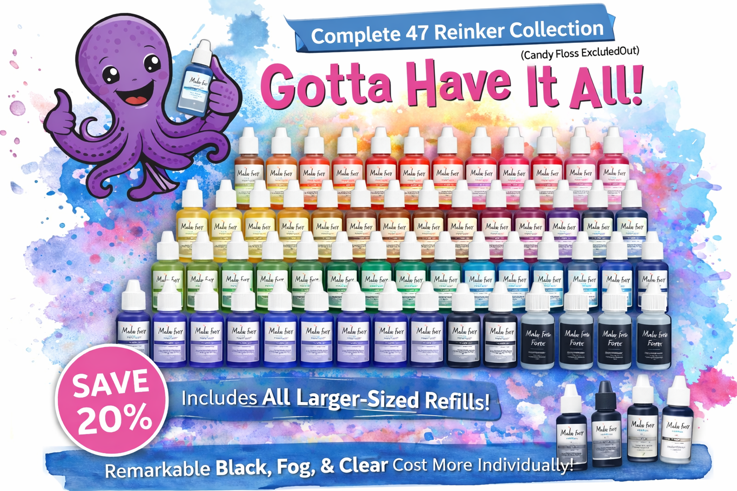 Gotta Have It All Reinker Collection – 47 Color Complete Refill Set | Save 20% | Maker Forte