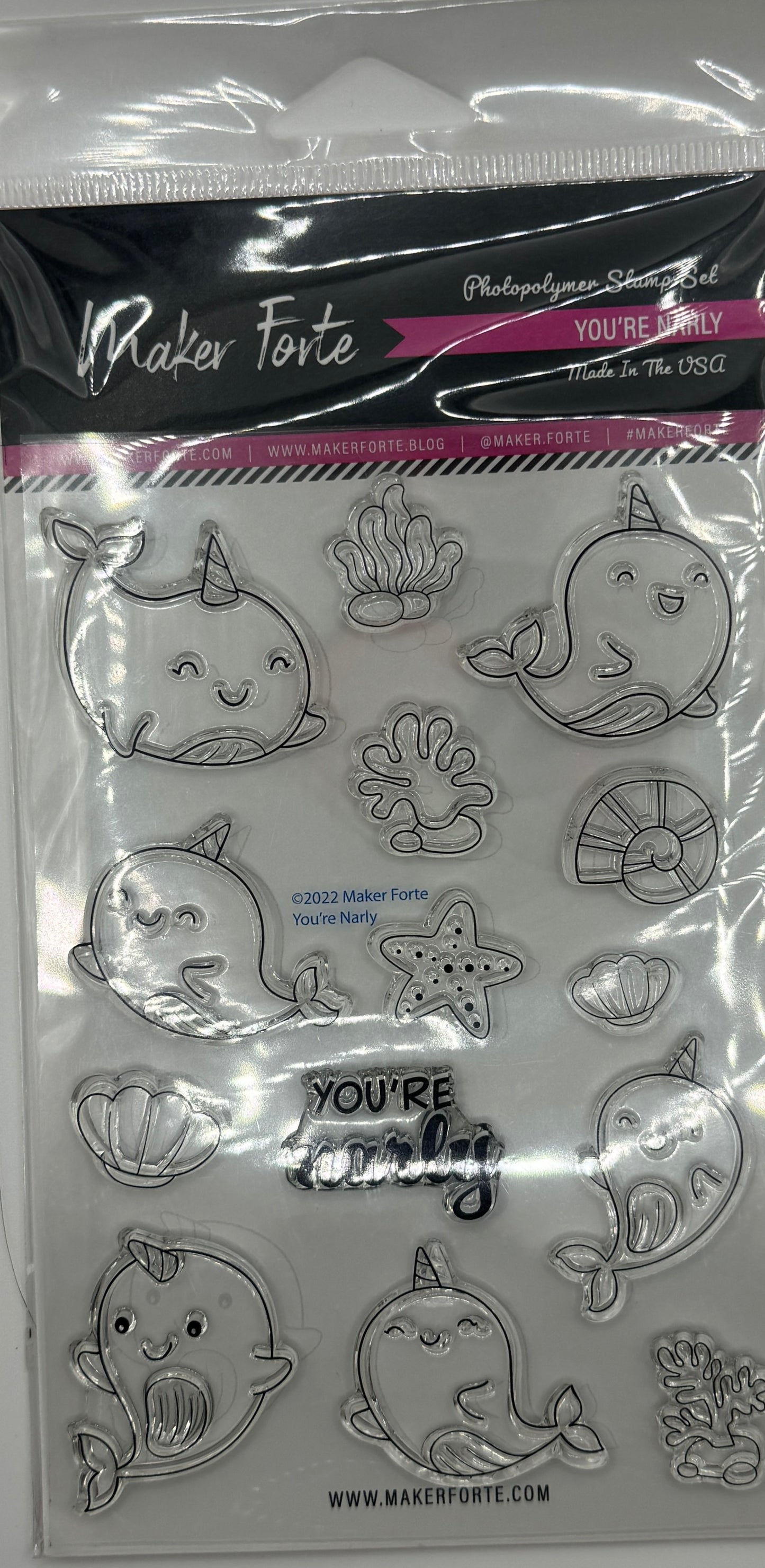 You’re Narly Stamp Set 4x6 – Cute Narwhal & Ocean Animal Stamps | Kawaii Sea Life | Made in USA