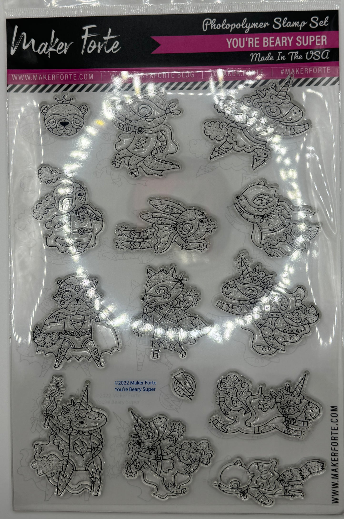 You're Beary Super Photopolymer Stamp Set 6x8 | Superhero Animal Card Making Stamps