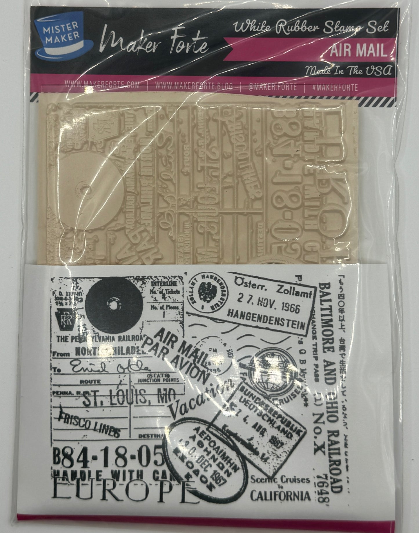 Air Mail – 4x6 White Rubber Stamp | Vintage Postal & Travel Ephemera Background Stamp | Made in the USA