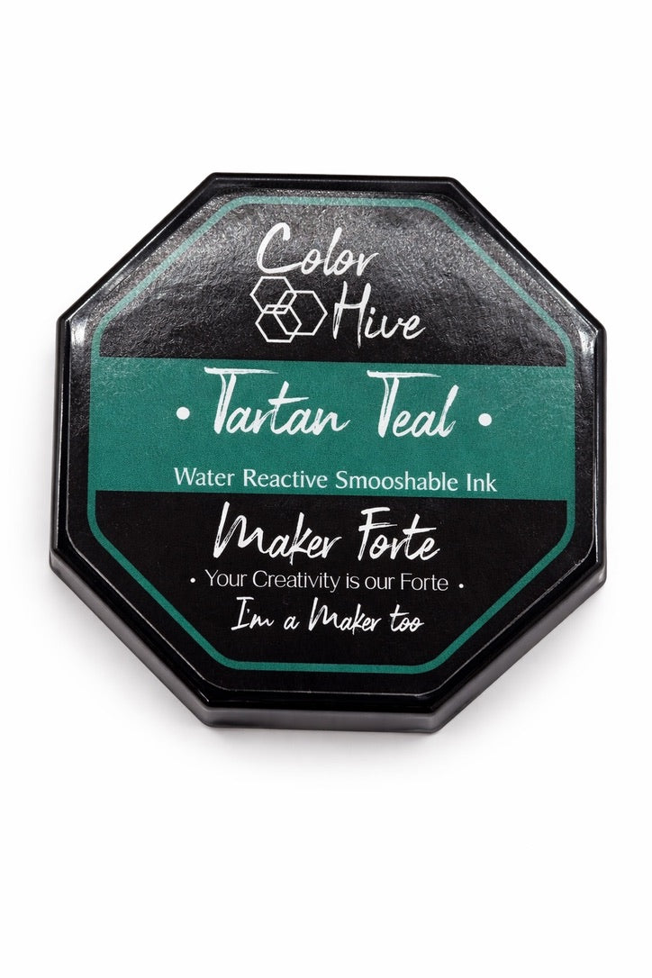 Tartan Teal Color Hive Ink Pad – Water Reactive Smooshable Dye Ink | Rich Blue Green Teal for Cardmaking & Mixed Media