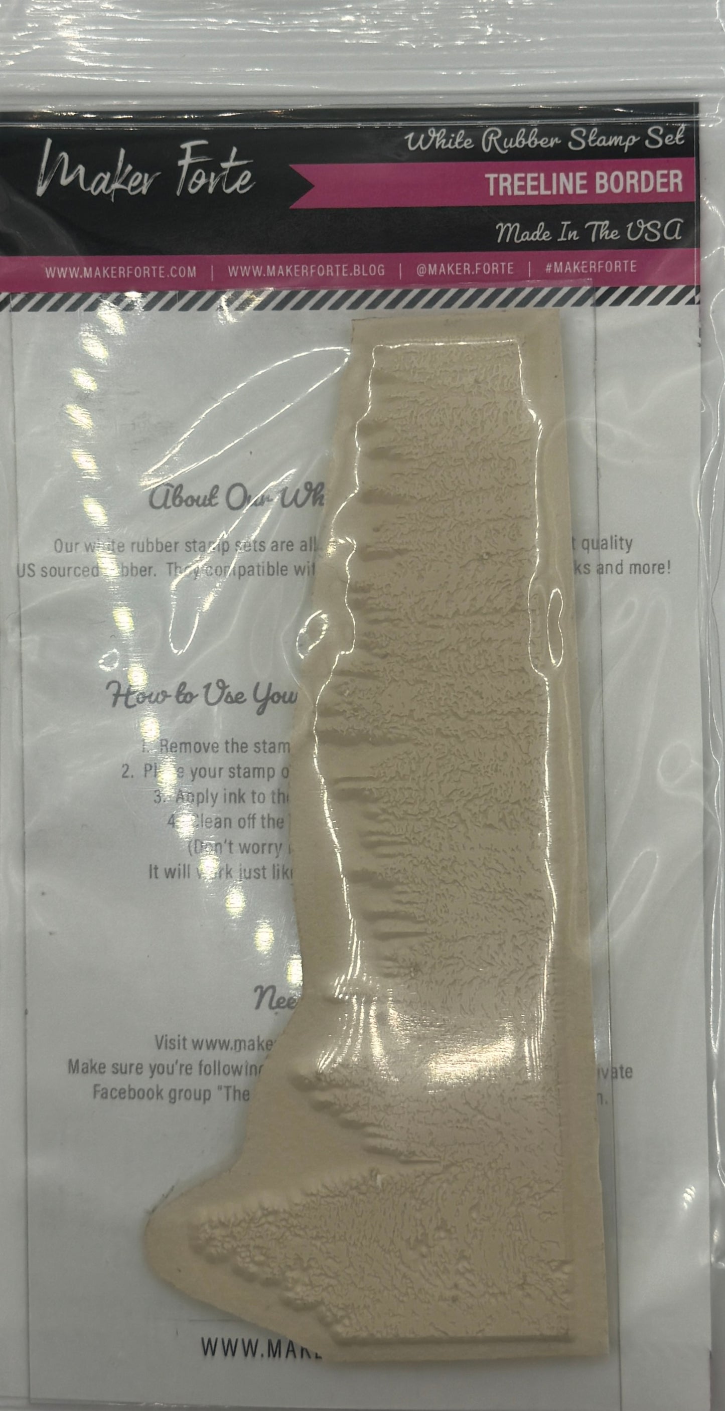Treeline Border – 3x6 White Rubber Stamp | Forest Tree Border Stamp for Card Making | Made in the USA
