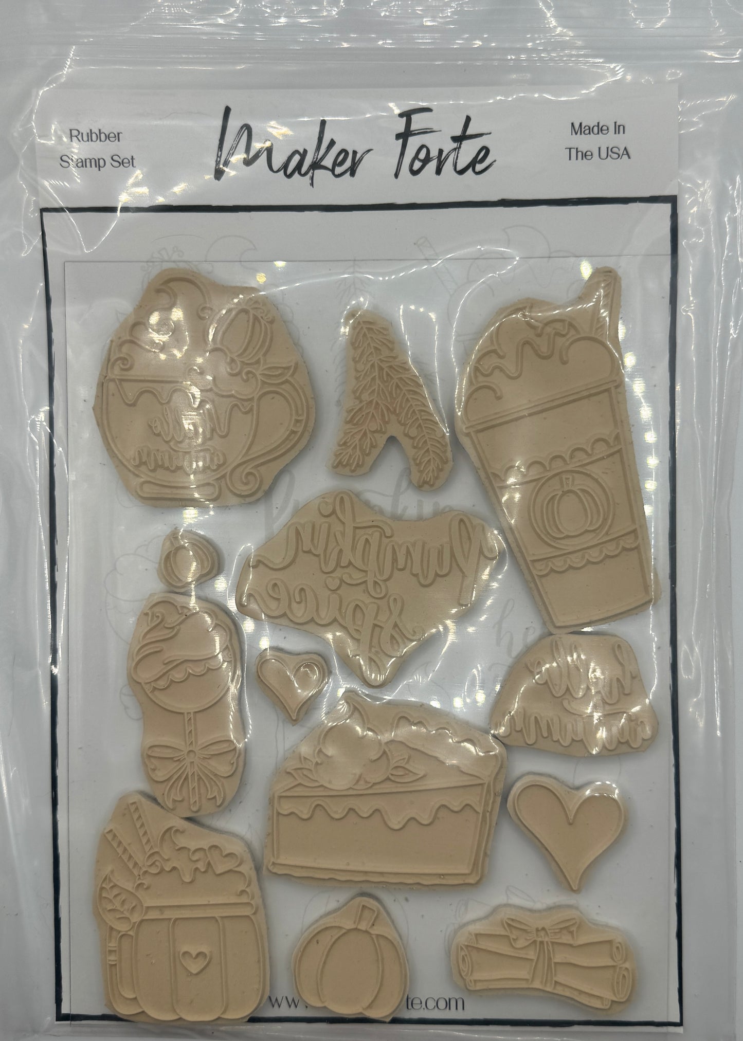 Pumpkin Spice & Everything Nice 6x8 White Rubber Stamp Set – Deep Etched Fall Coffee & Autumn Sentiments – Made in Florida