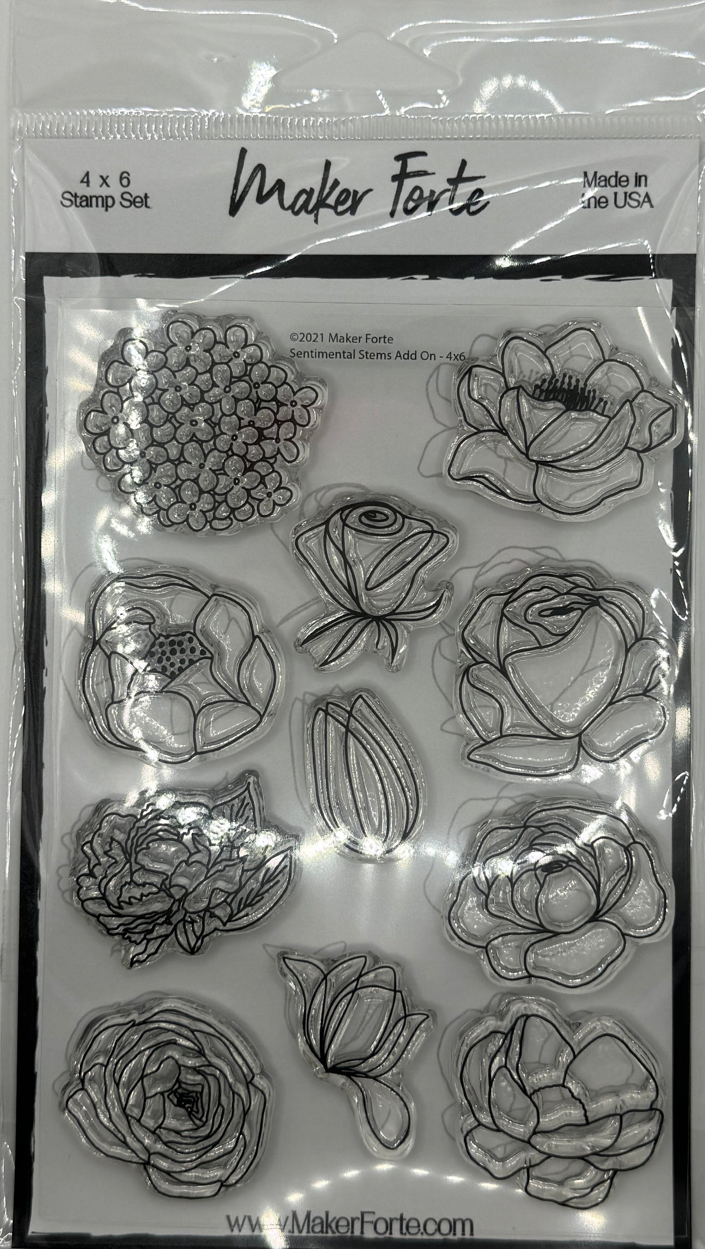 Sentimental Stems Add-On Stamp Set 4x6 – Floral Layering Photopolymer Stamps | Made in USA