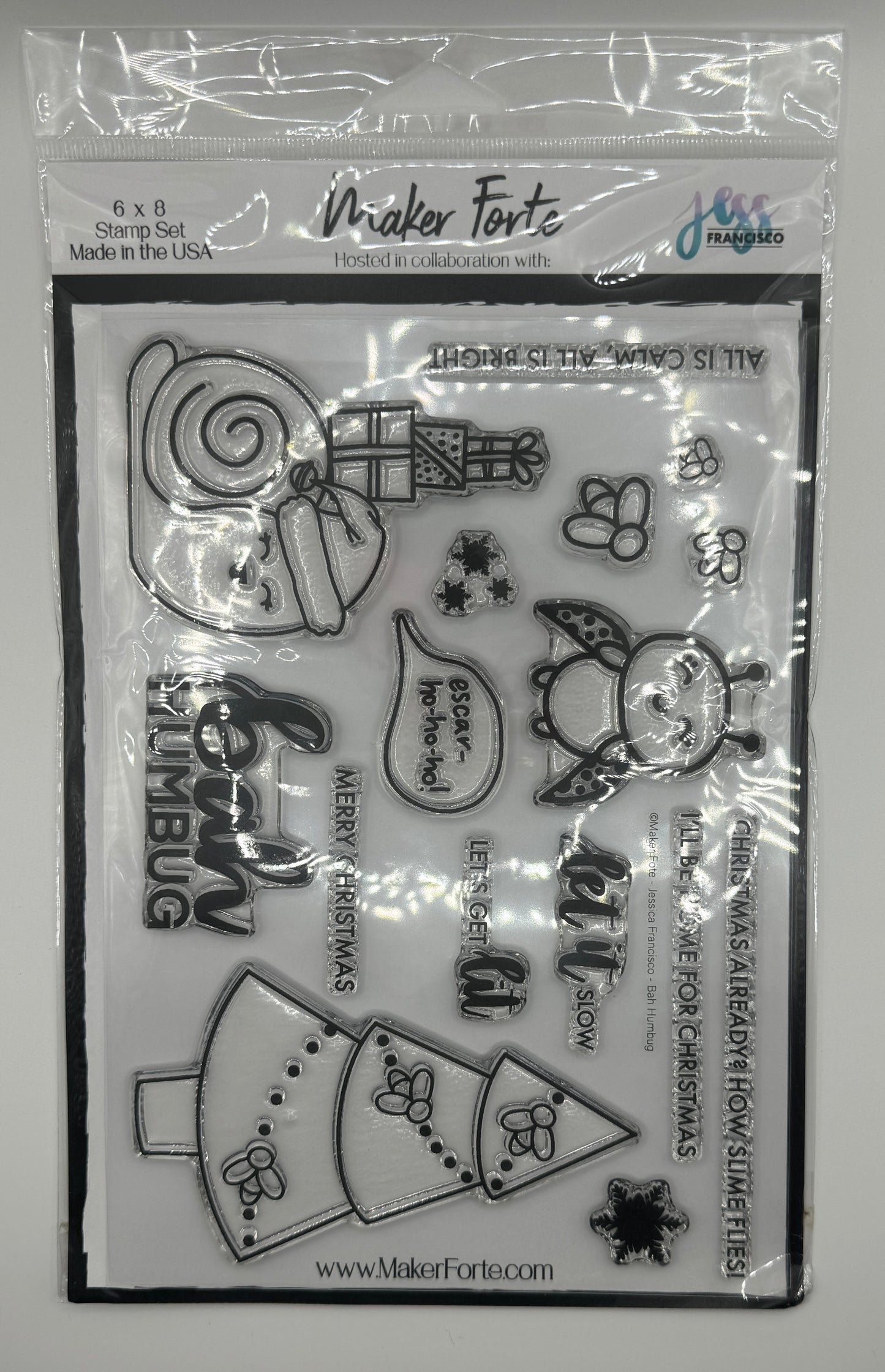 Bah Humbug Stamp Set 6x8 Photopolymer | Funny Christmas & Snarky Holiday Stamps | Made in USA