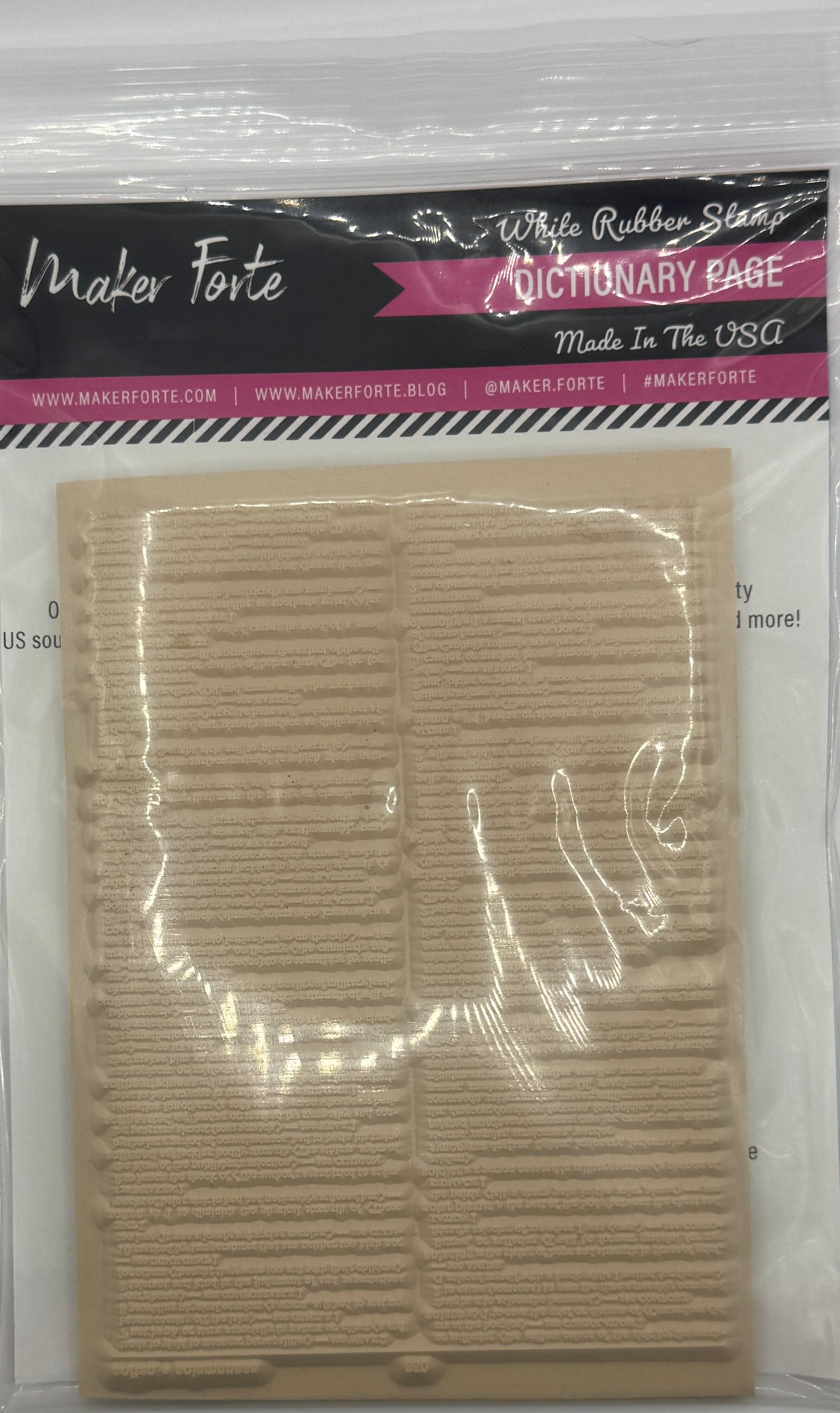 Dictionary Page 4x5 White Rubber Background Stamp – Vintage Text Stamp – Made in USA