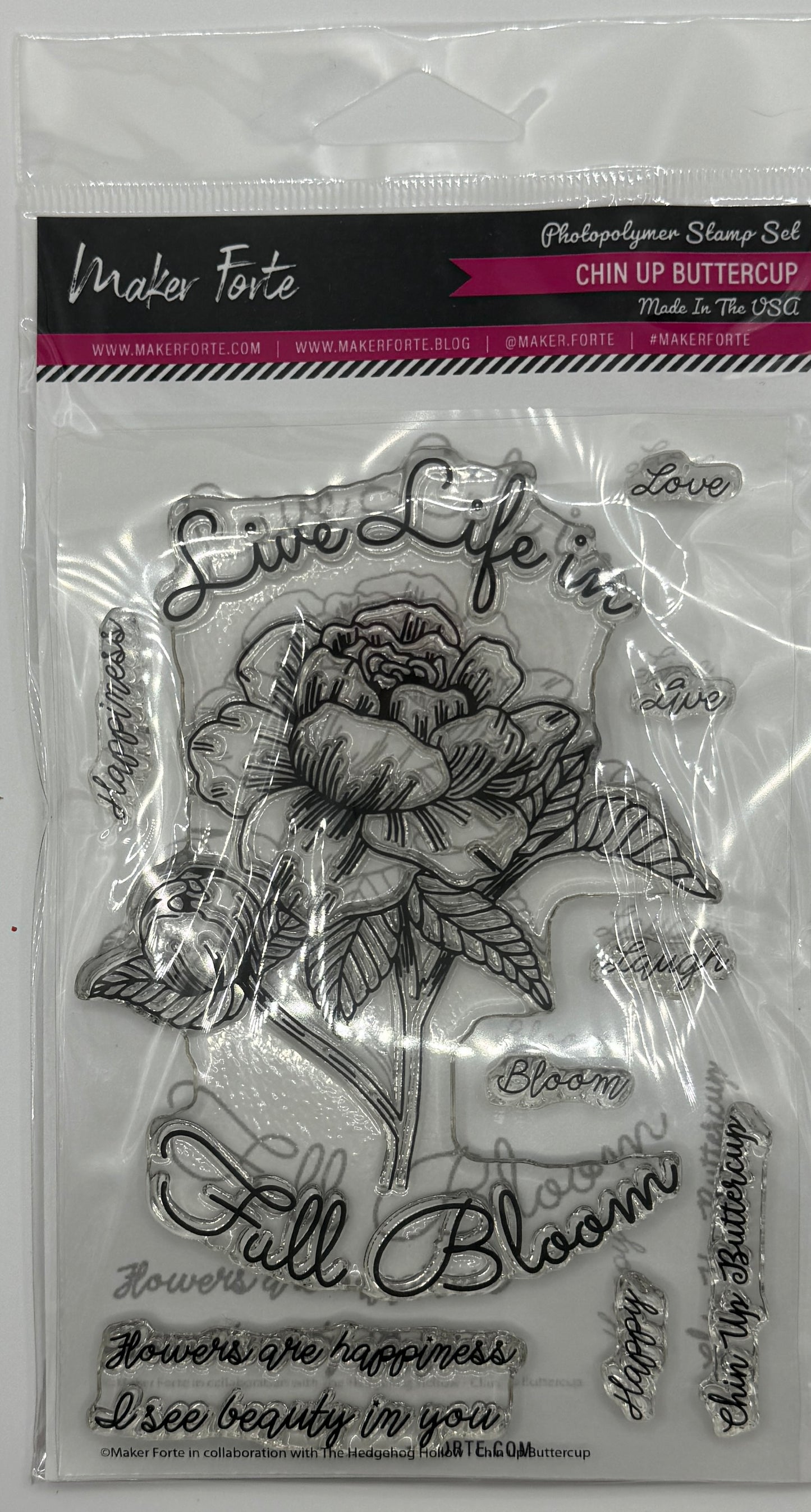 Chin Up Buttercup 4x6 Clear Photopolymer Stamp Set – Encouragement Floral Card Making Stamps