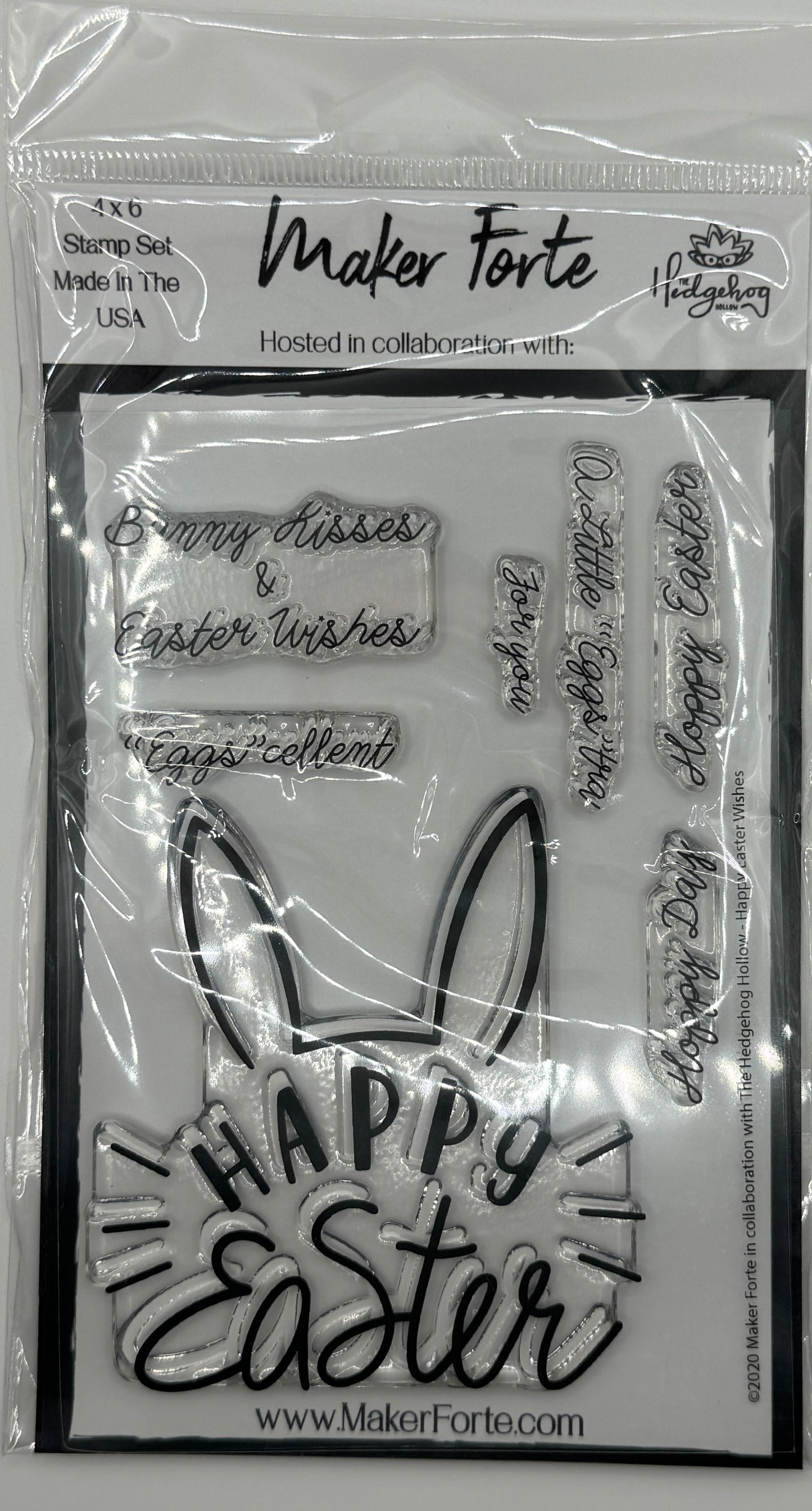 Happy Easter Wishes 4x6 Stamp Set | Bunny Easter Sentiments | Spring Card Making Stamps | Made in USA