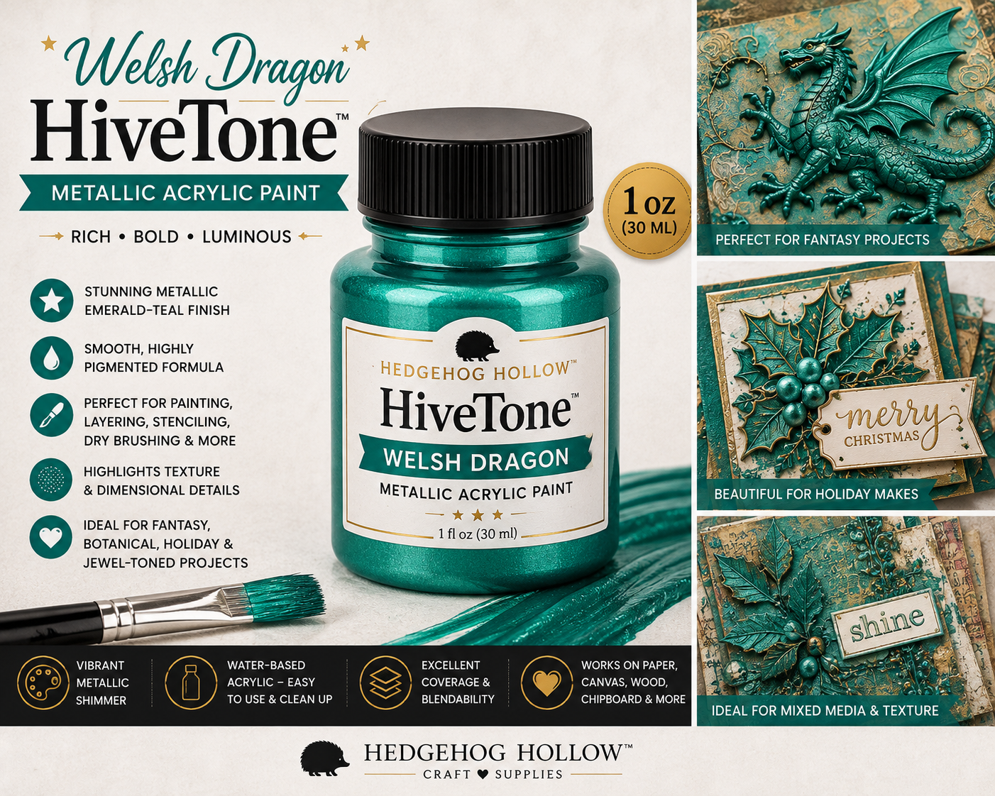 Welsh Dragon HiveTone™ Metallic Acrylic Paint – 1 oz