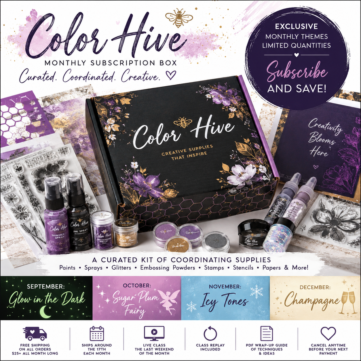 Color Hive Monthly Subscription Box | Exclusive Curated Color Collections + Class
