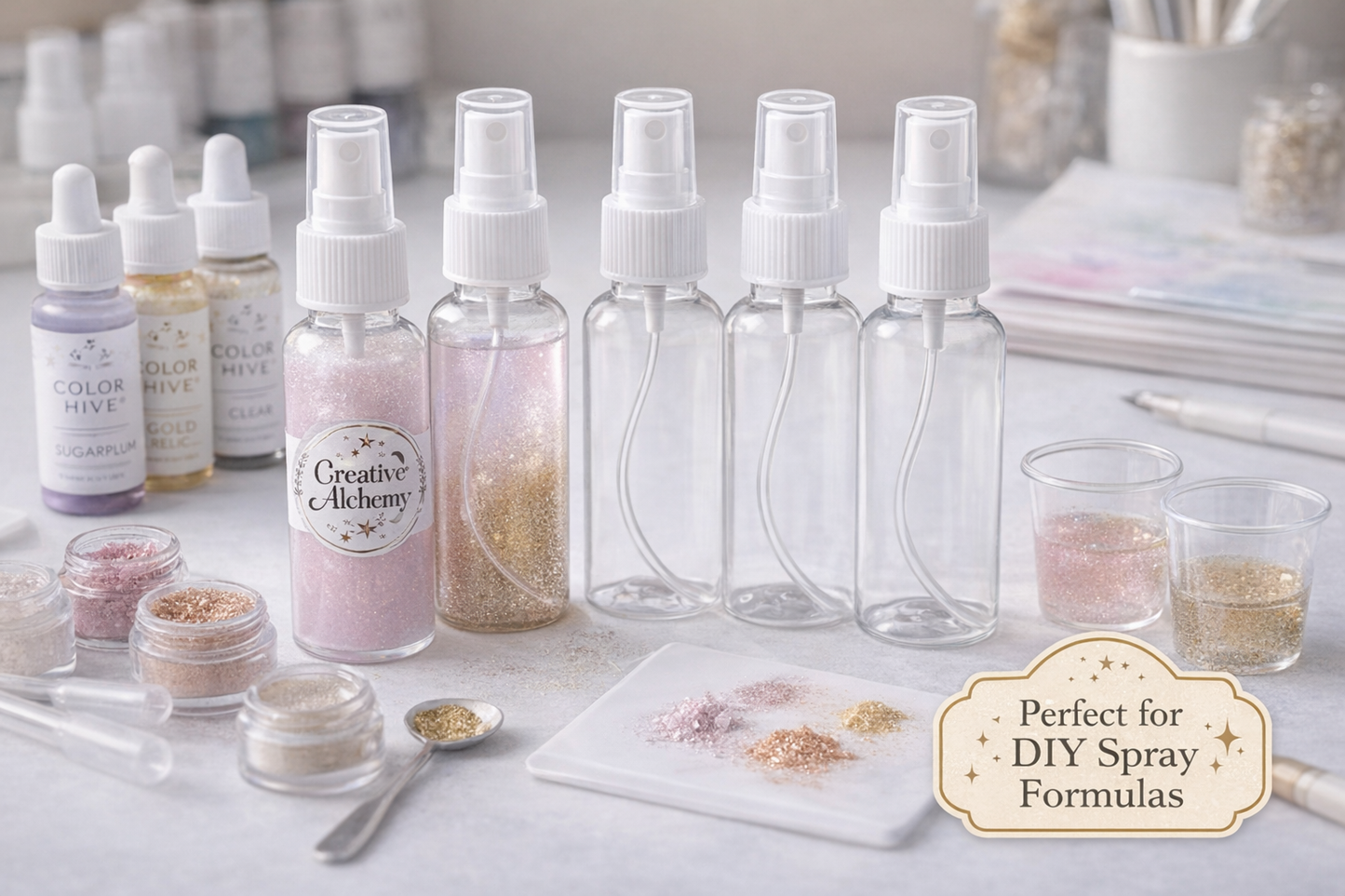 2oz Plastic Fine Mist Spray Bottles – Refillable Craft Sprayers (5 Pack)