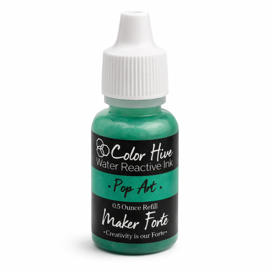Pop Art Re-Inker – Bold Retro Teal Water Reactive Ink Refill | Maker Forte