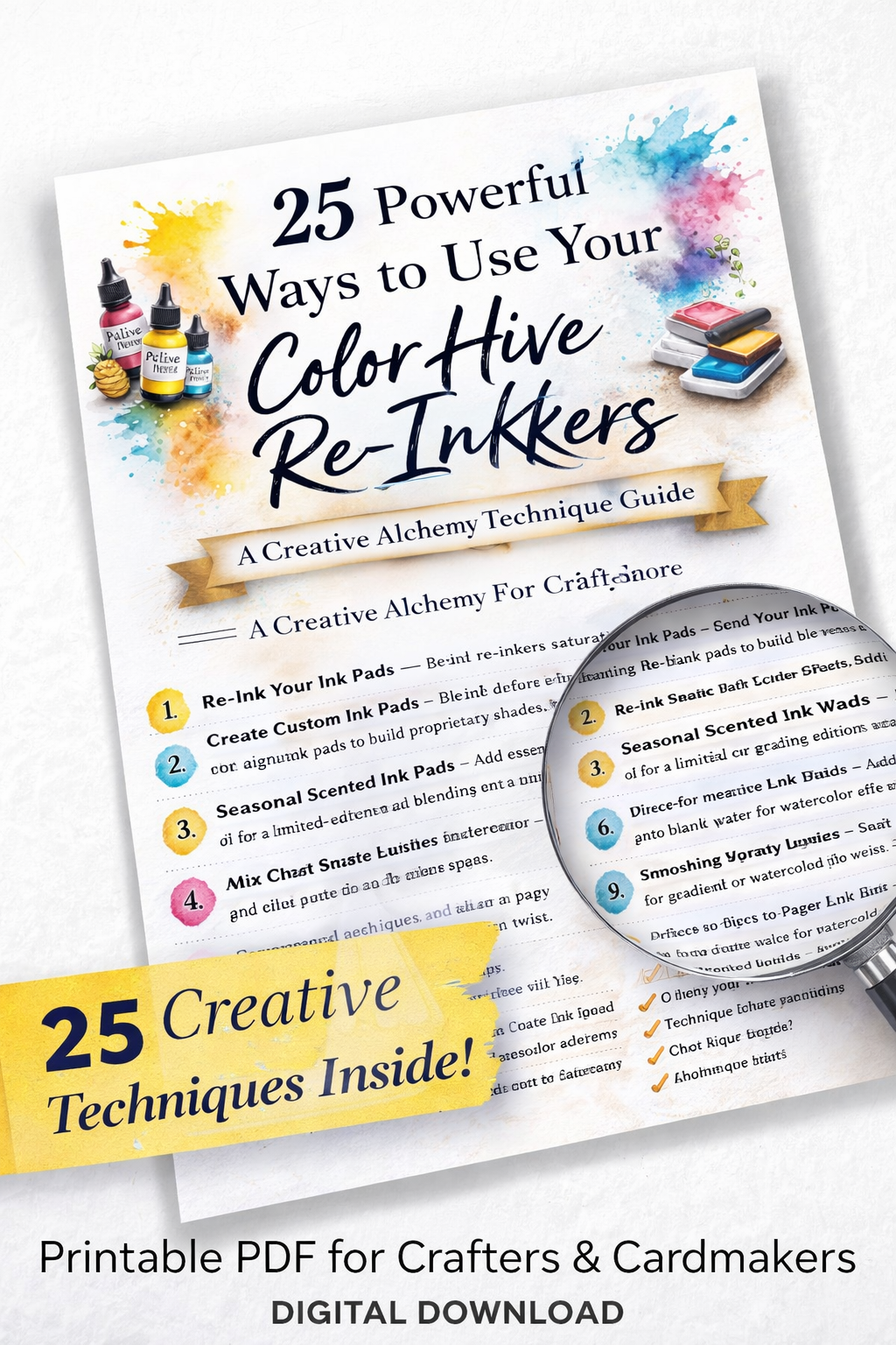 25 Powerful Ways to Use Your Color Hive Re-Inkers | Creative Alchemy Technique Guide (Digital Download PDF)