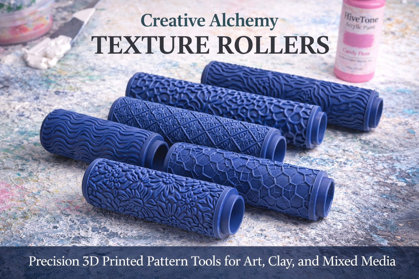 Creative Alchemy Texture Rollers – 3D Printed Pattern Rollers