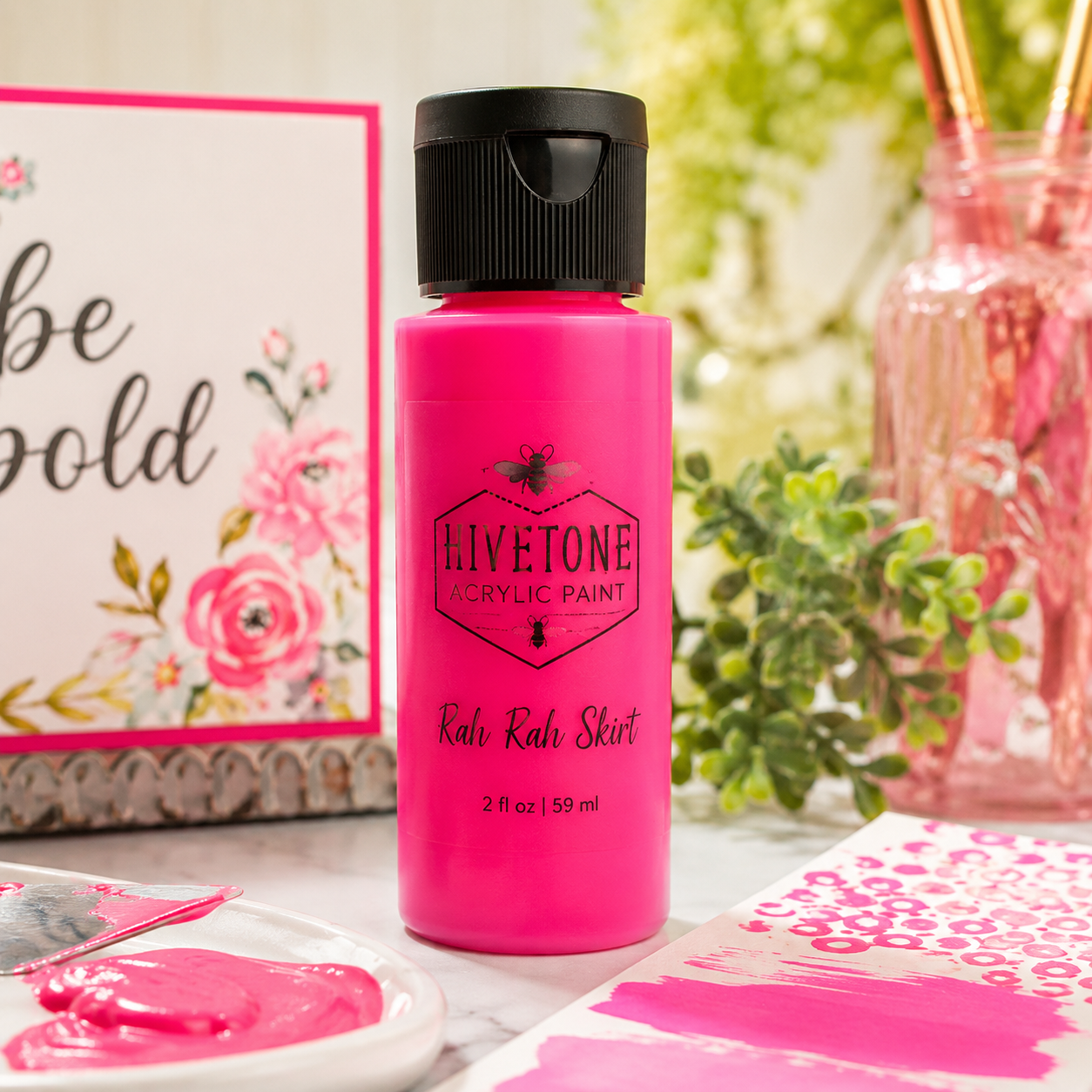 Rah Rah Skirt HiveTone™ Acrylic Paint | Vibrant Neon Pink Artist Paint for Card Making, Mixed Media & Gel Printing