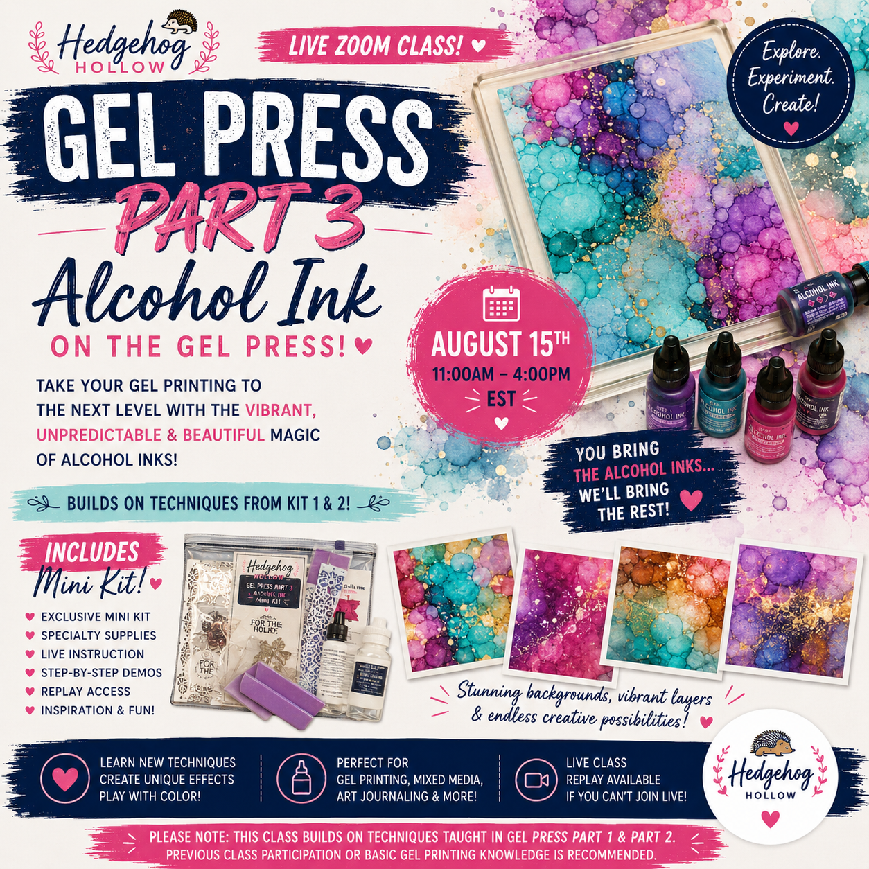 Gel Press Printing Class Part 3: Alcohol Ink Adventures on the Gel Plate