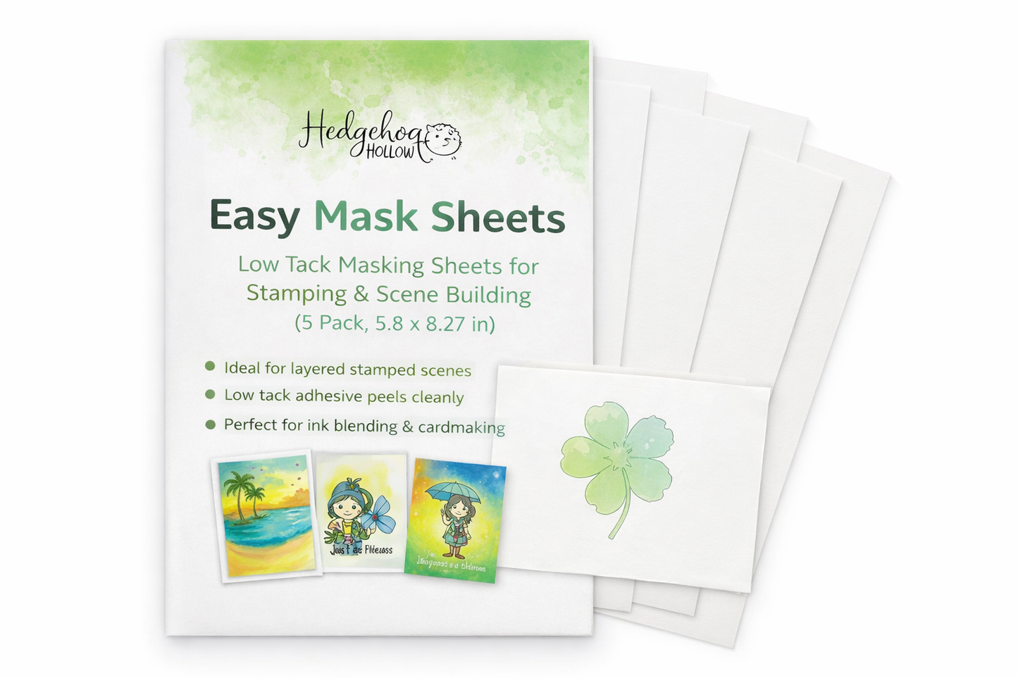 Easy Mask Sheets – Low Tack Masking Sheets for Stamping & Scene Building (5 Pack, 5.8 x 8.27 in) | Hedgehog Hollow
