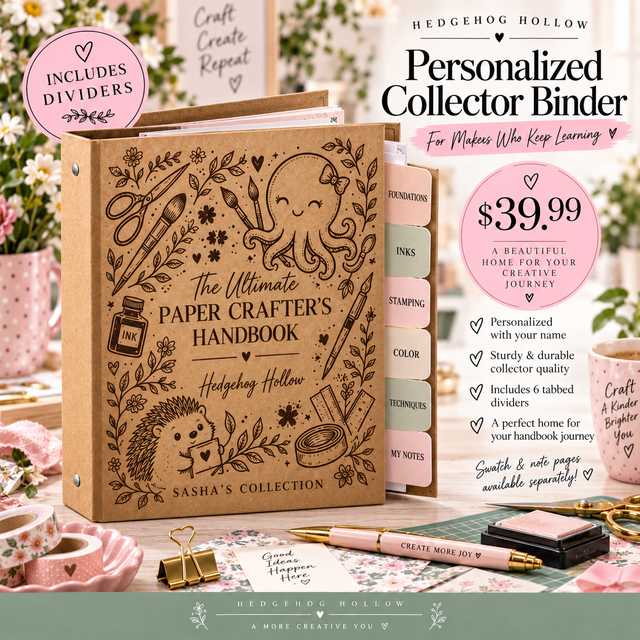 The Ultimate Paper Crafter’s Handbook Personalized Binder Bundle | Binder, Dividers & Color Hive Swatch Pages