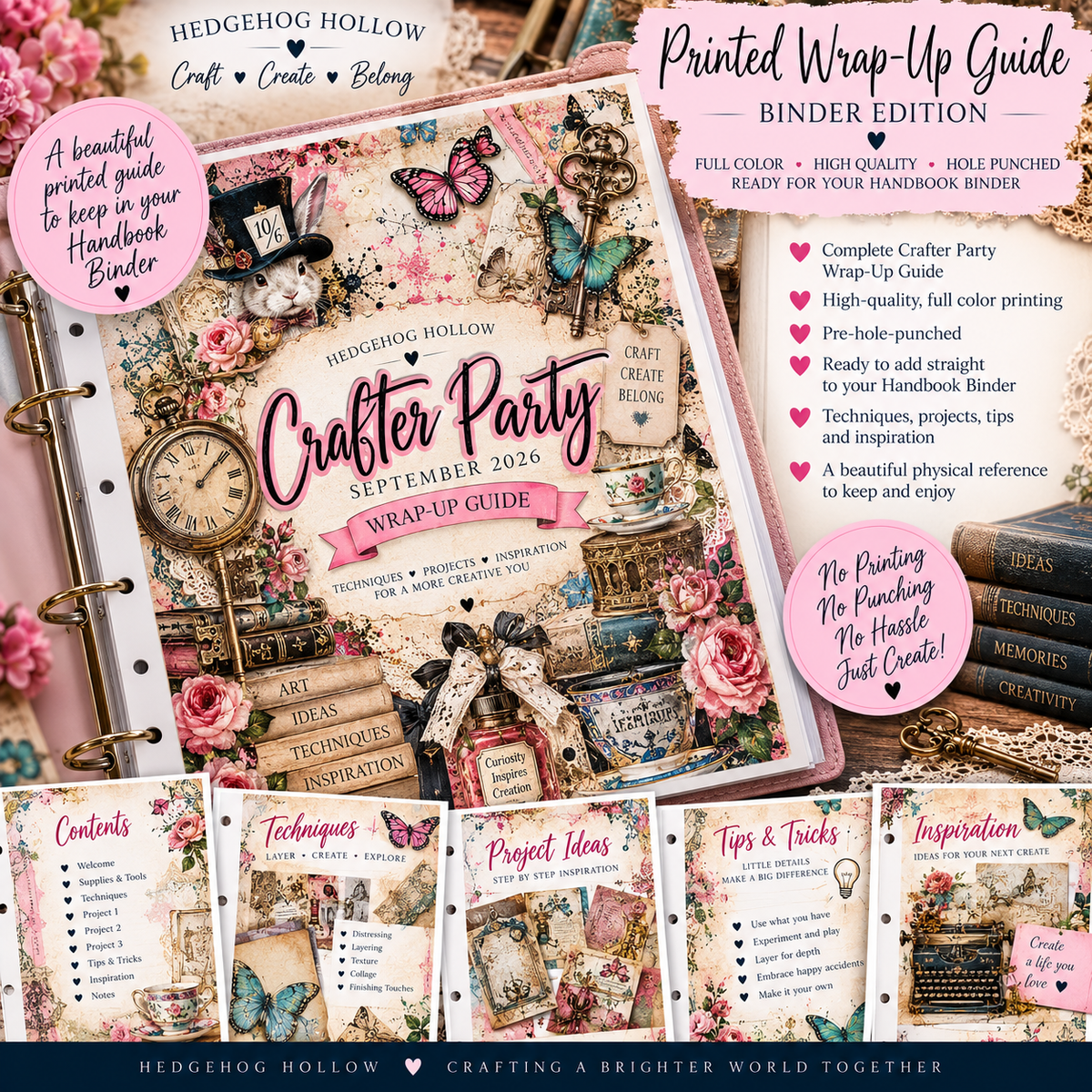 September Crafter Party Printed Wrap-Up Guide – Full Color Handbook Binder Edition