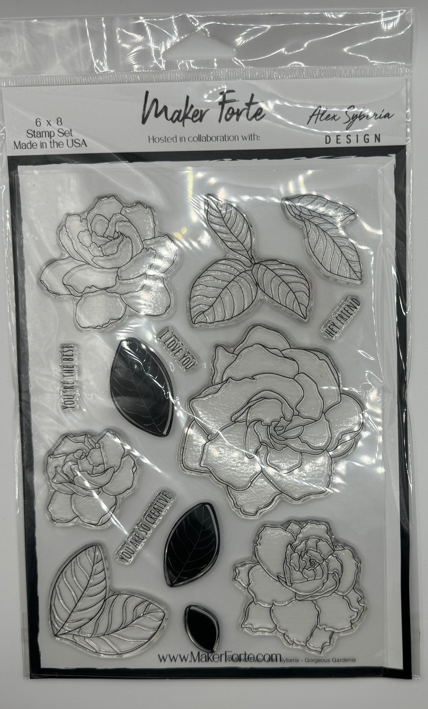 Gorgeous Gardenias 6x8 Stamp Set | Large Floral Gardenia Stamps & Sentiments | Made in USA