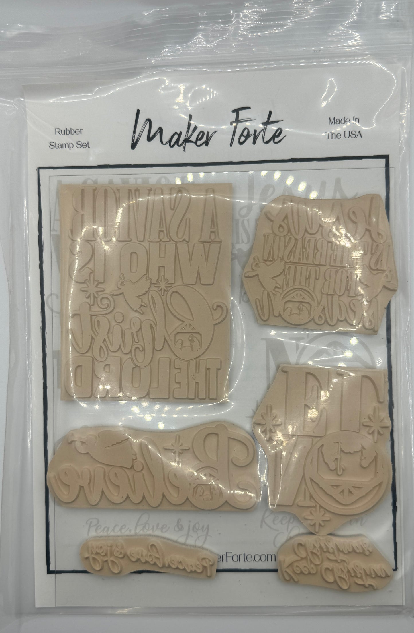 Believe in the Reason 6x8 White Rubber Stamp Set – Christian Christmas & Nativity Sentiments – Deep Etched Made in USA