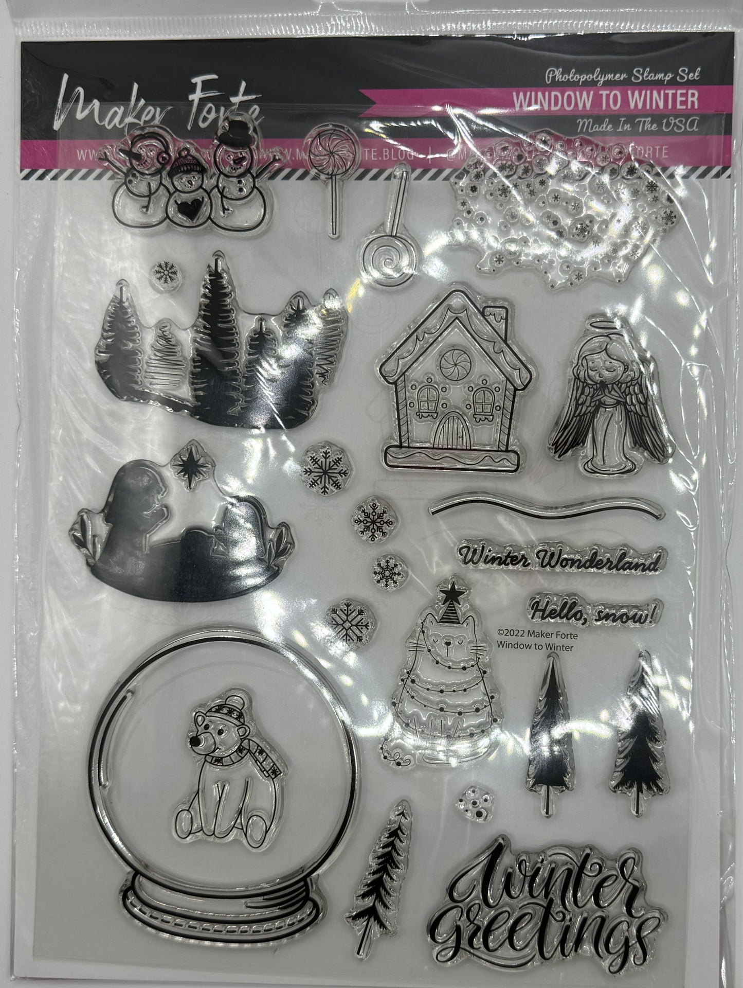 Window to Winter Photopolymer Stamp Set 6x8 | Snow Globe, Winter Scene & Holiday Sentiment Stamps