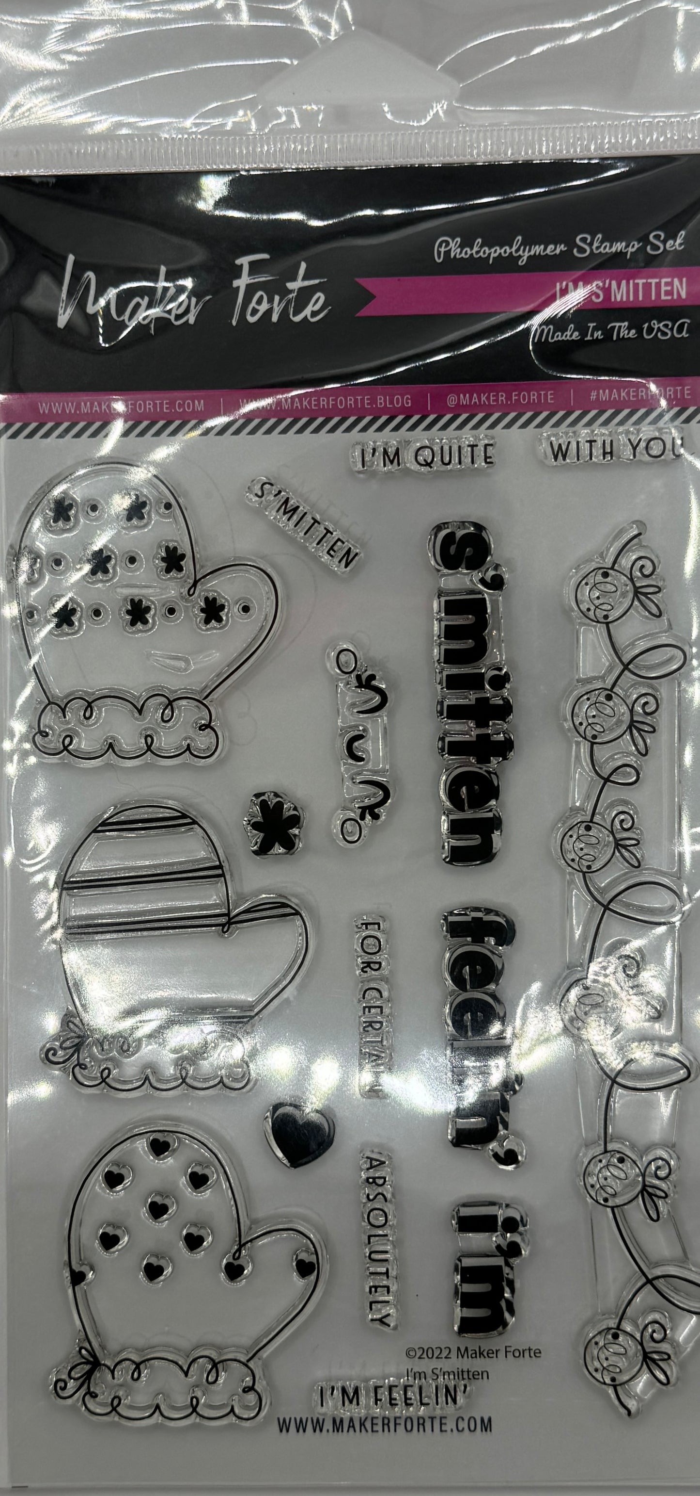 I’m Smitten 4x6 Clear Photopolymer Stamp Set – Valentine Mitten Stamps, Love & Winter Card Making