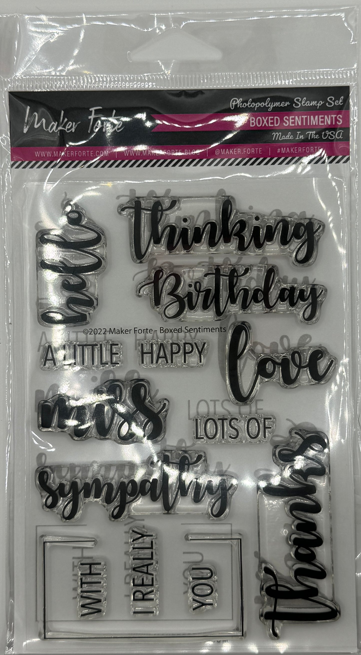 Boxed Sentiments Stamp Set 4x6 – Layered Script & Frame Greeting Photopolymer Stamps | Made in USA