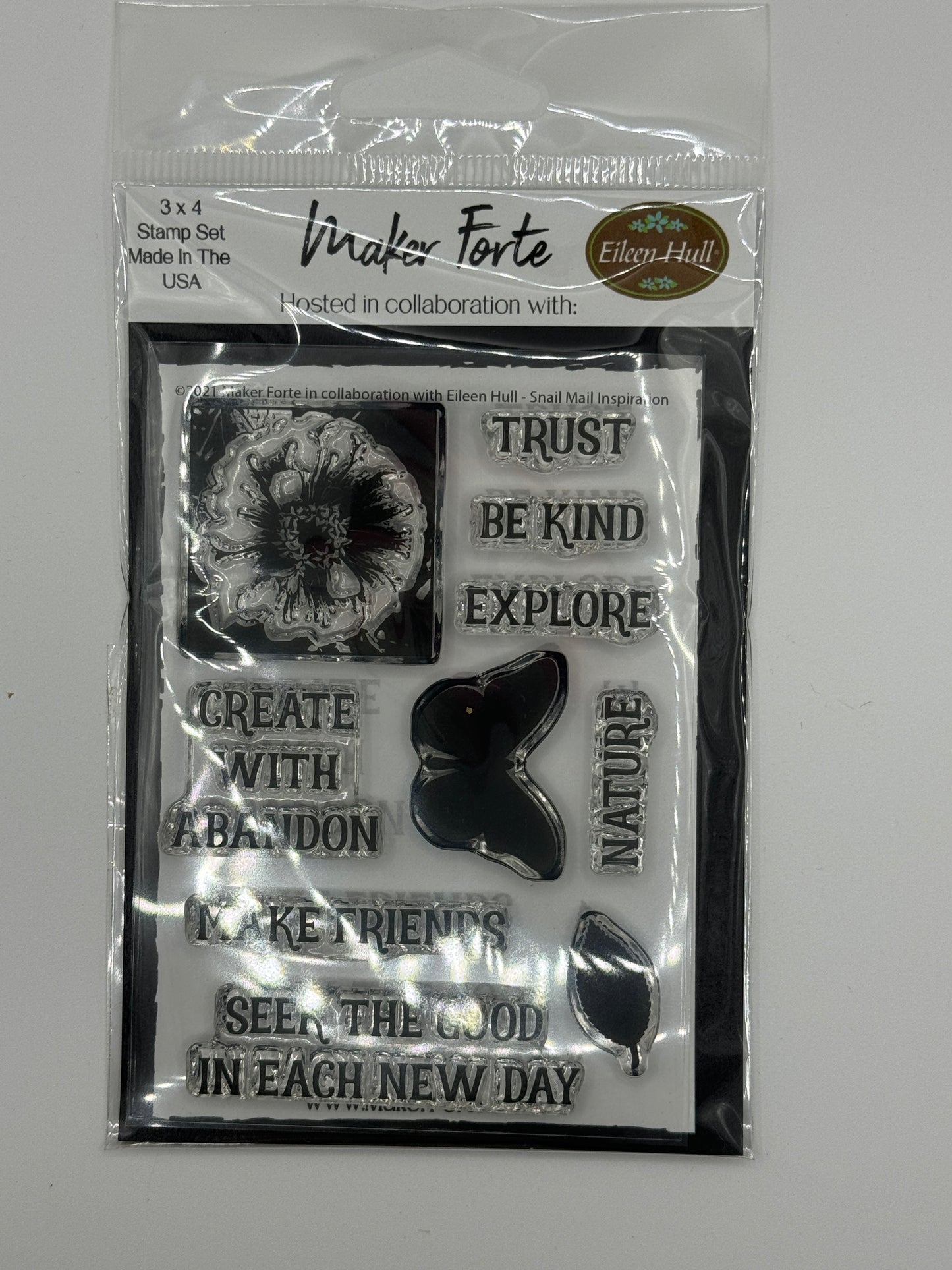 Snail Mail Inspirational Stamp Set 3x4 – Floral & Motivational Sentiment Photopolymer Stamp | Made in USA