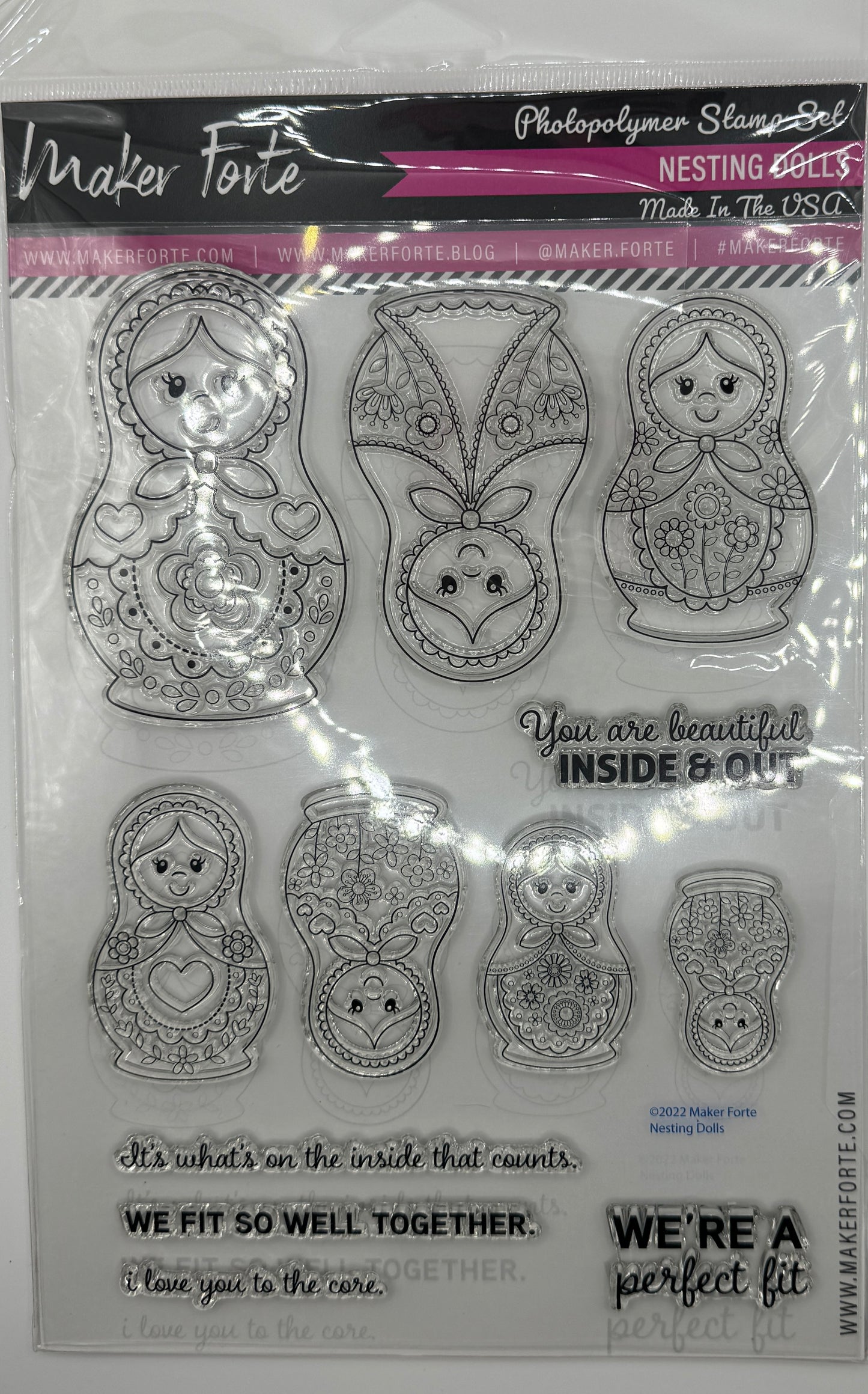 Nesting Dolls Stamp Set 6x8 Photopolymer | Russian Matryoshka Doll Stamps | Made in USA