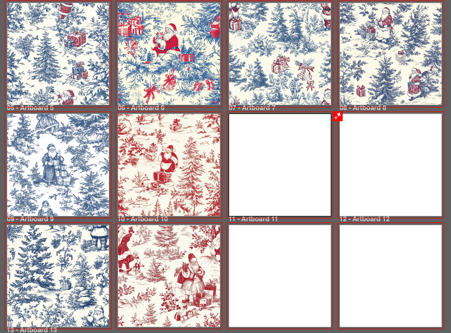 Red Toile Paper Pack – 24 Sheets (Double-Sided, 8.5" x 11")