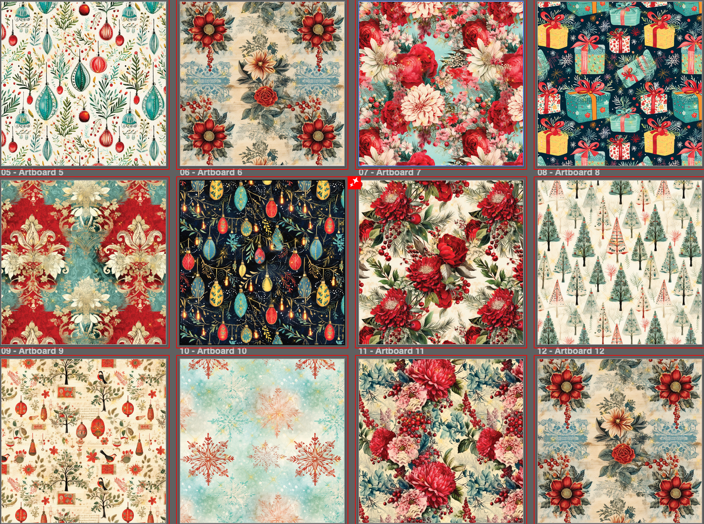 Modern Christmas Paper Pack – 12 Sheets (Double-Sided, 8.5" x 11")