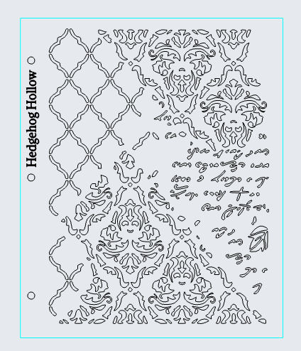 Worn Elegance Stencil 8.5x11 – Distressed Damask & Lattice Layering Stencil | Vintage Texture for Cardmaking, Mixed Media & Gel Press | Fits 3-Ring Binder | Hedgehog Hollow