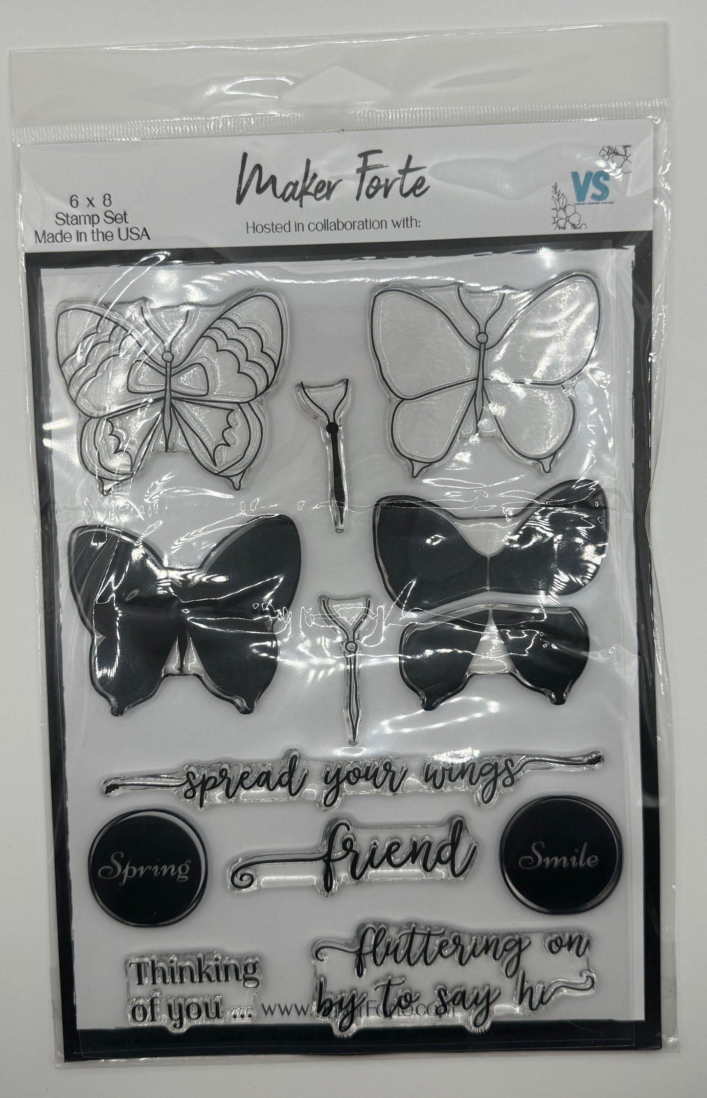 Build a Butterfly Stamp Set 6x8 Photopolymer | Layered Butterfly Builder & Sentiments | Made in USA