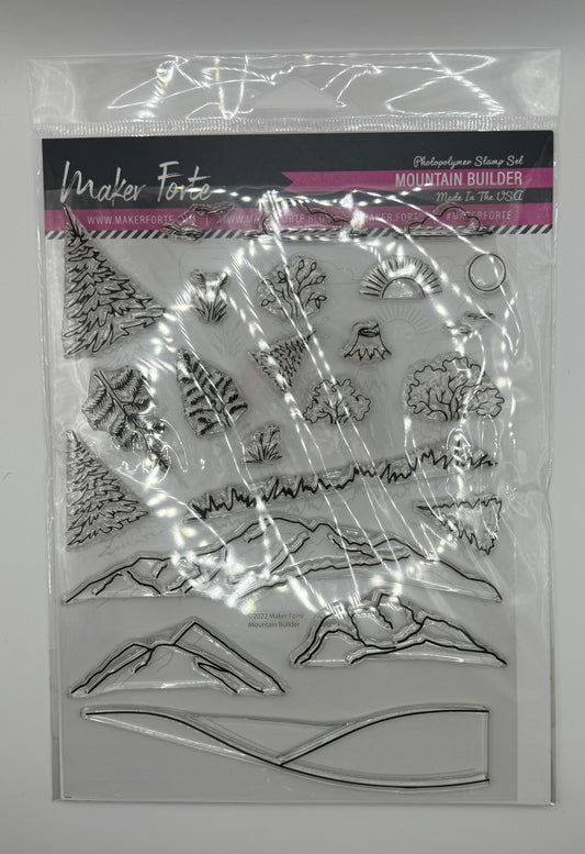 Mountain Builder 6x8 Stamp Set | Layered Landscape & Scene Building Stamps | Nature Cardmaking | Made in USA
