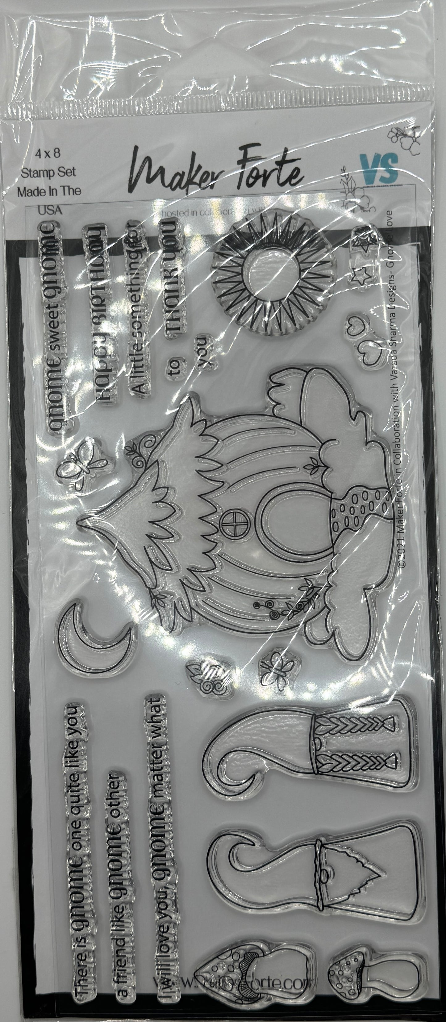 Gnome Love 4x8 Clear Photopolymer Stamp Set – Valentine Gnome & Sweet Sentiment Card Making Stamps