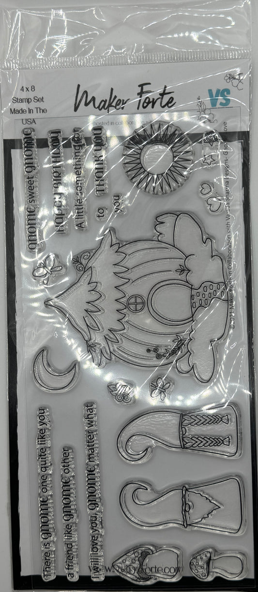 Gnome Love 4x8 Clear Photopolymer Stamp Set – Valentine Gnome & Sweet Sentiment Card Making Stamps