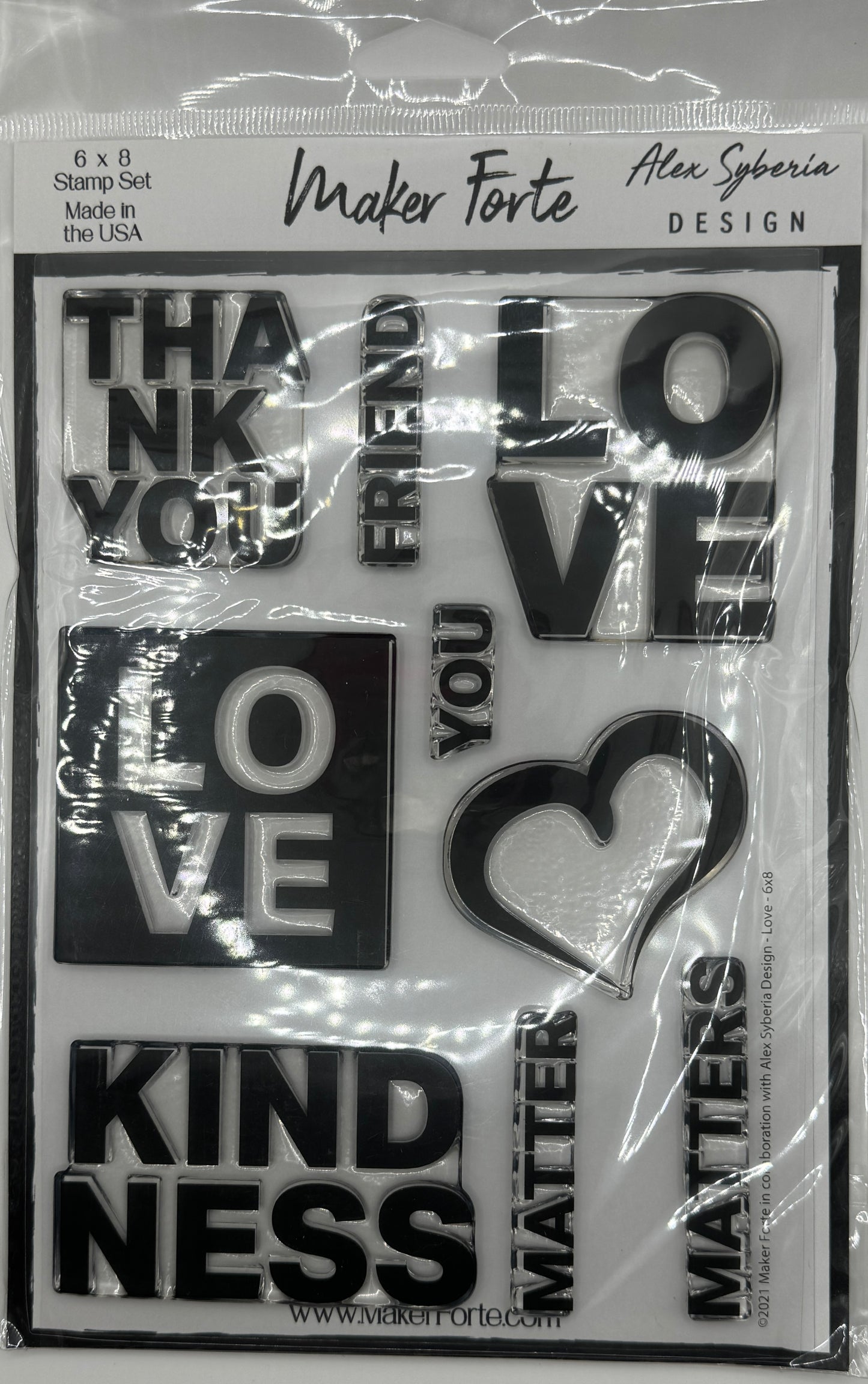 Love Photopolymer Stamp Set 6x8 | Love, Kindness & Friendship Sentiment Stamps | Clear Stamp Set