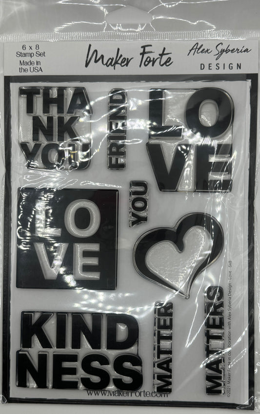 Love Photopolymer Stamp Set 6x8 | Love, Kindness & Friendship Sentiment Stamps | Clear Stamp Set