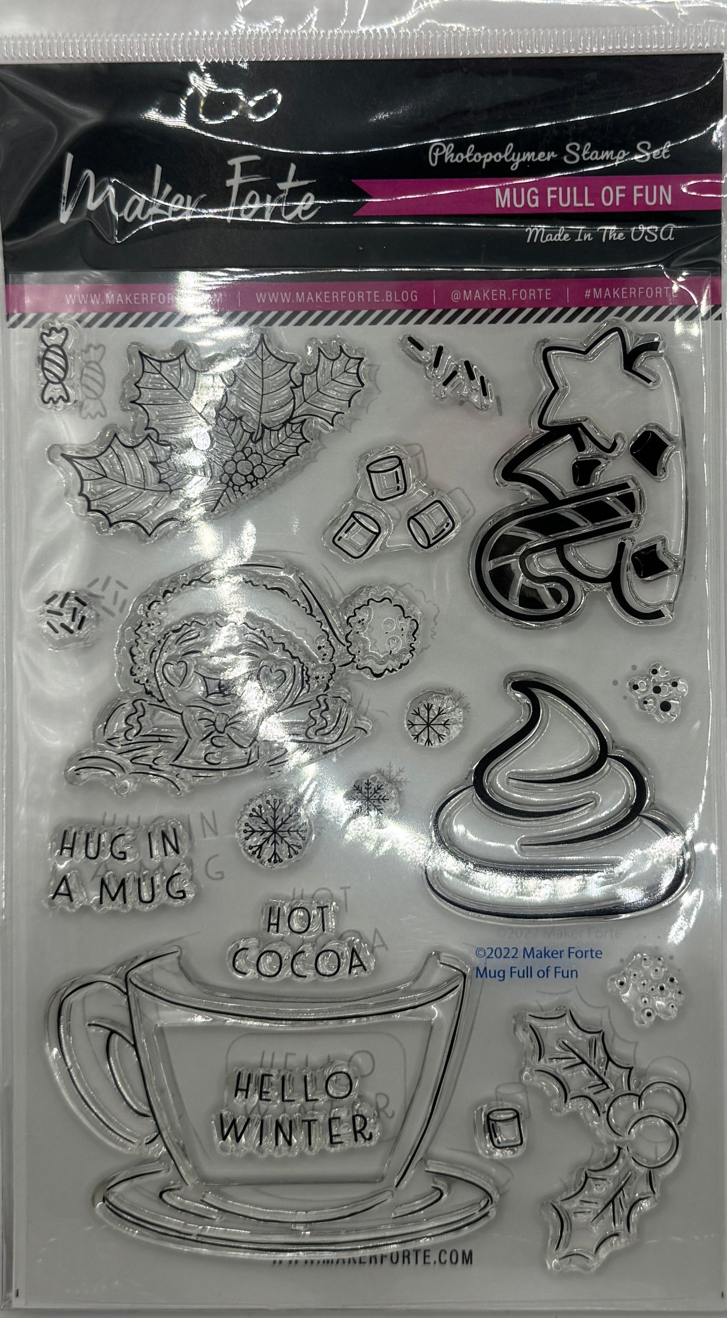 Mug Full of Fun 4x6 Clear Photopolymer Stamp Set – Hot Cocoa, Hello Winter & Christmas Card Making Stamps