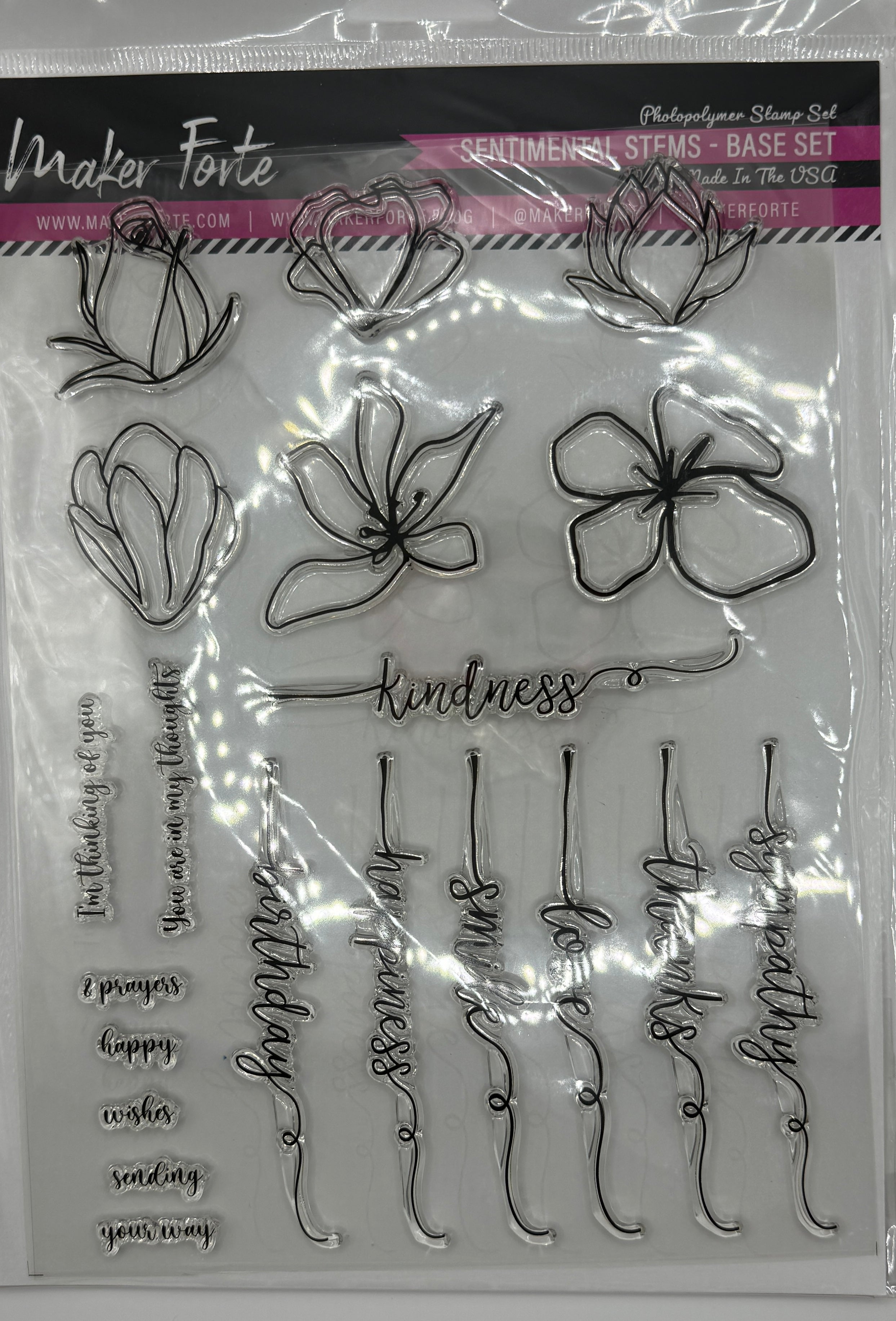 Sentimental Stems Base Photopolymer Stamp Set 6x8 | Floral Sentiment S ...